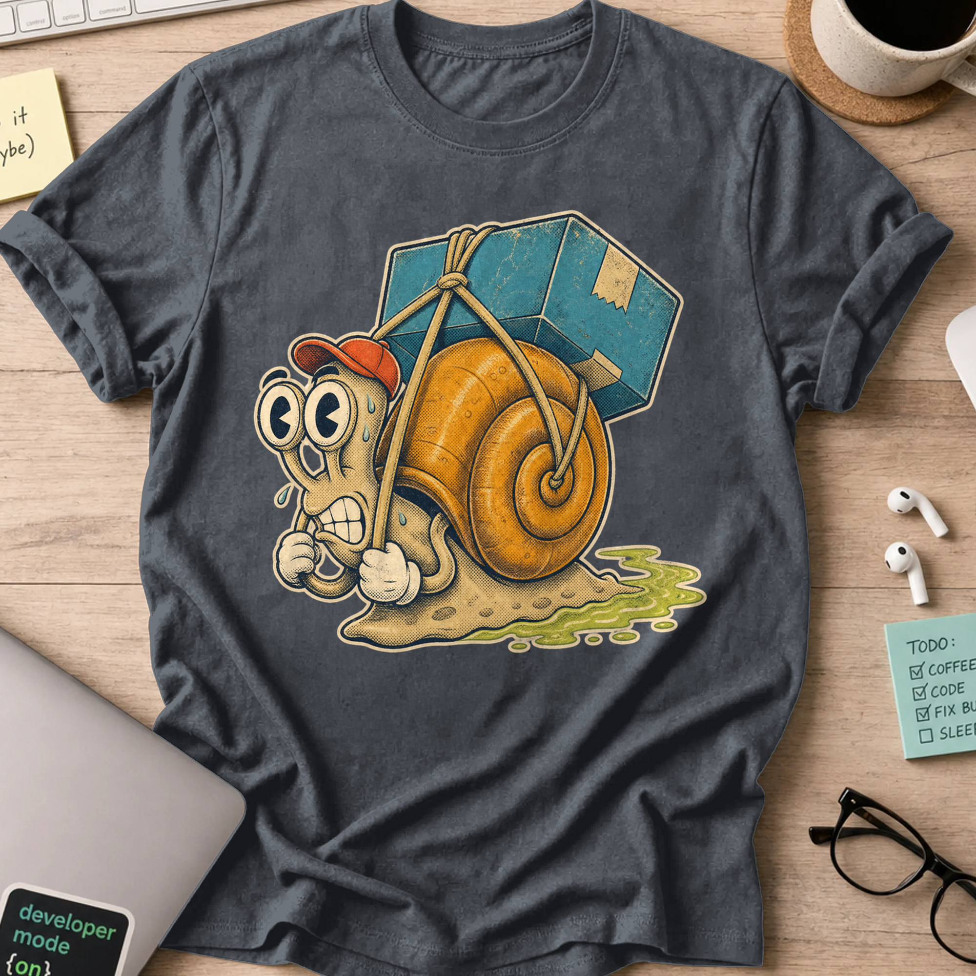 Turtle Package Delivery Shirt — Dark Heather