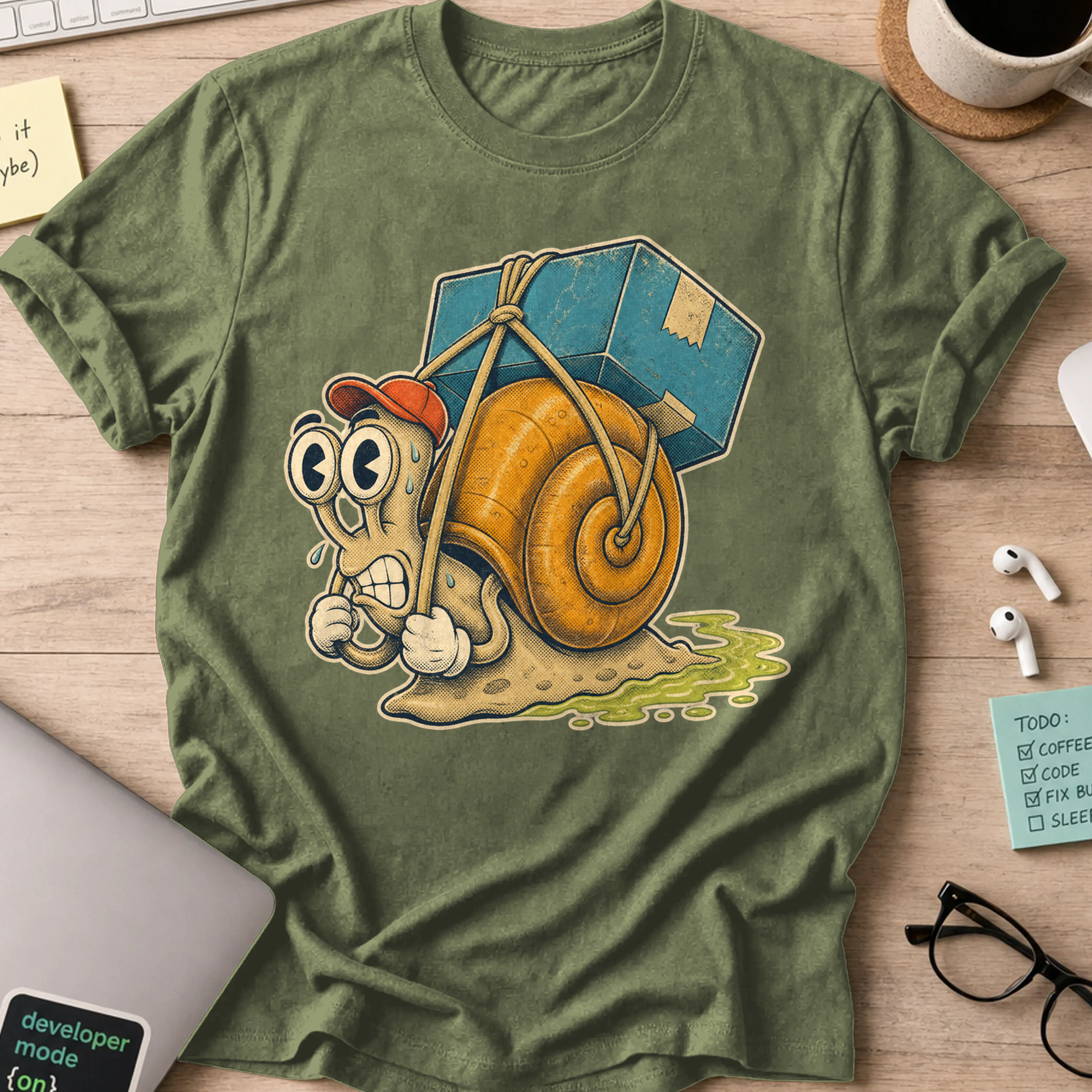Turtle Package Delivery Shirt — Military Green