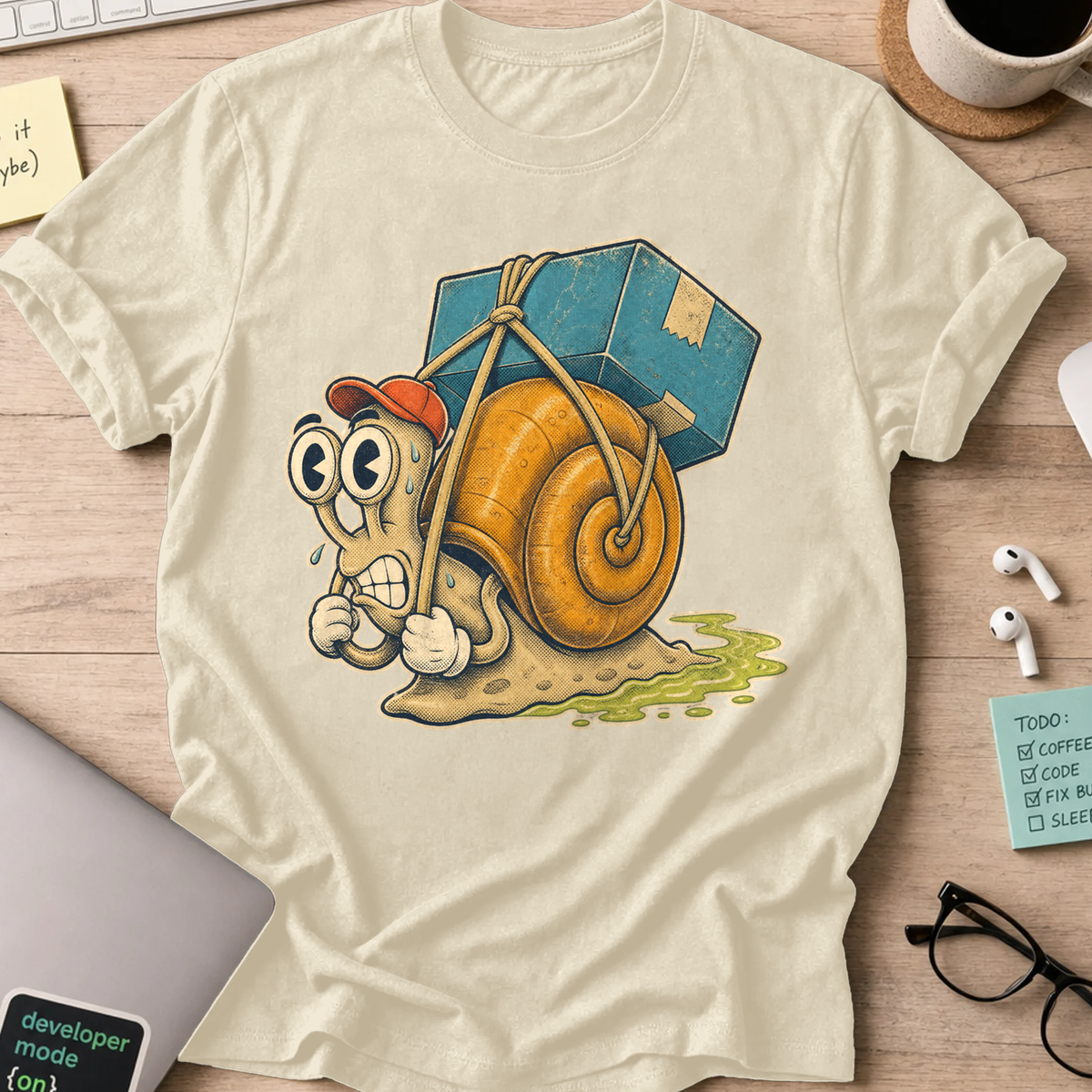 Turtle Package Delivery Shirt — Natural