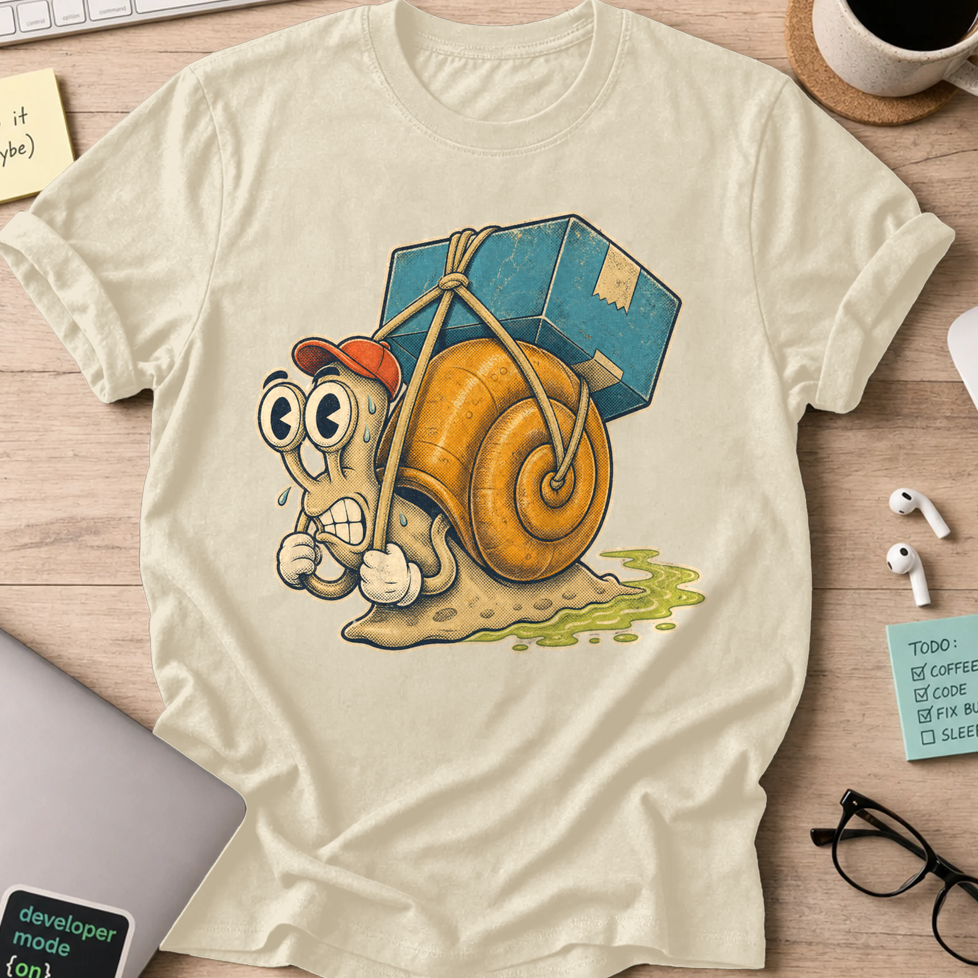 Turtle Package Delivery Shirt — Natural