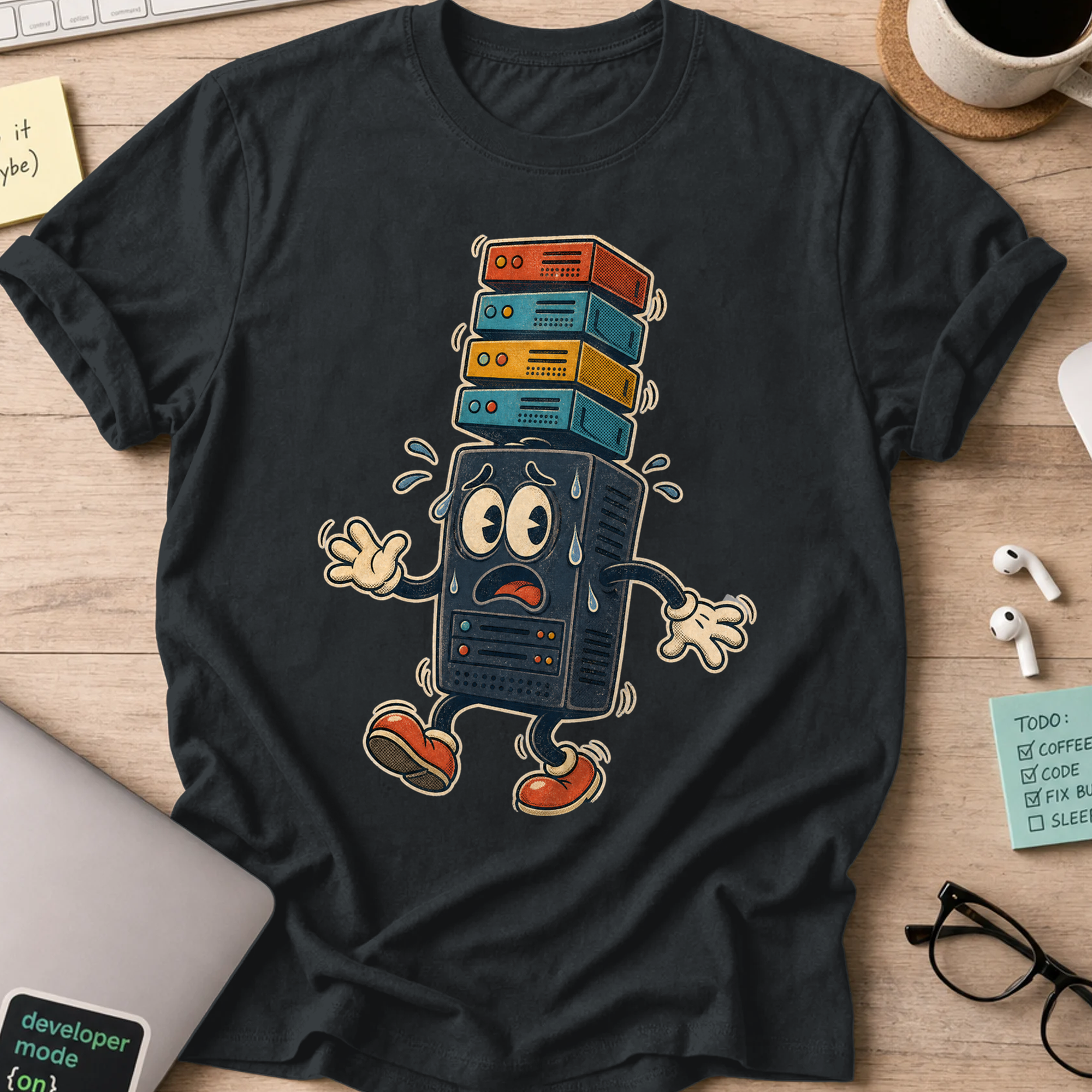 Server Stack Panic Shirt — Black