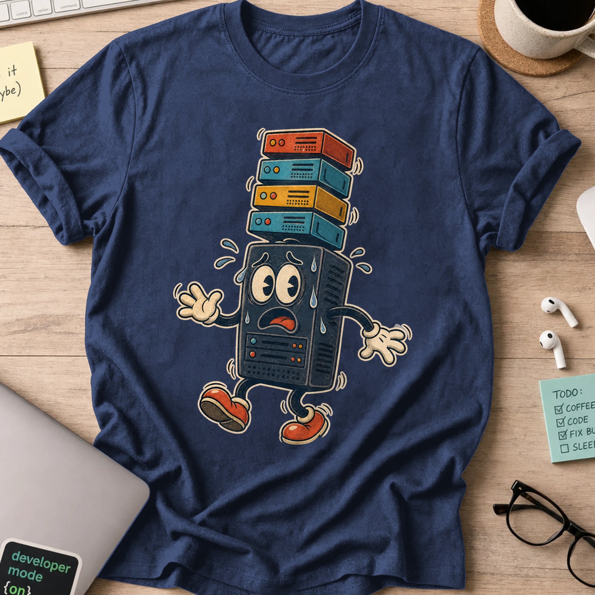Server Stack Panic Shirt — Navy