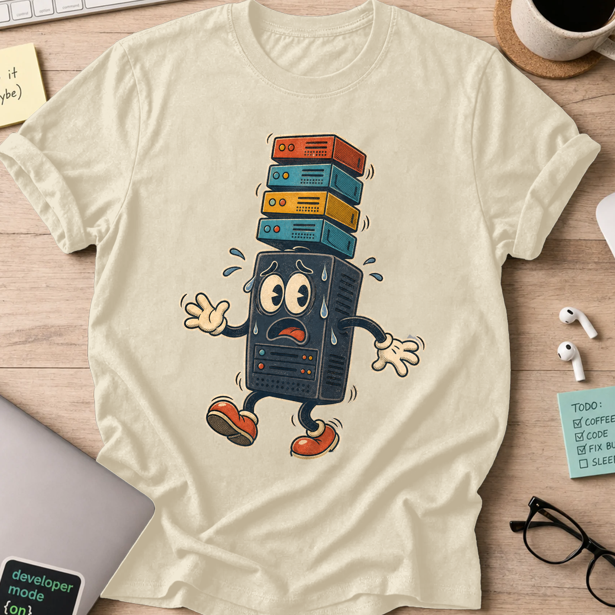 Server Stack Panic Shirt — Natural