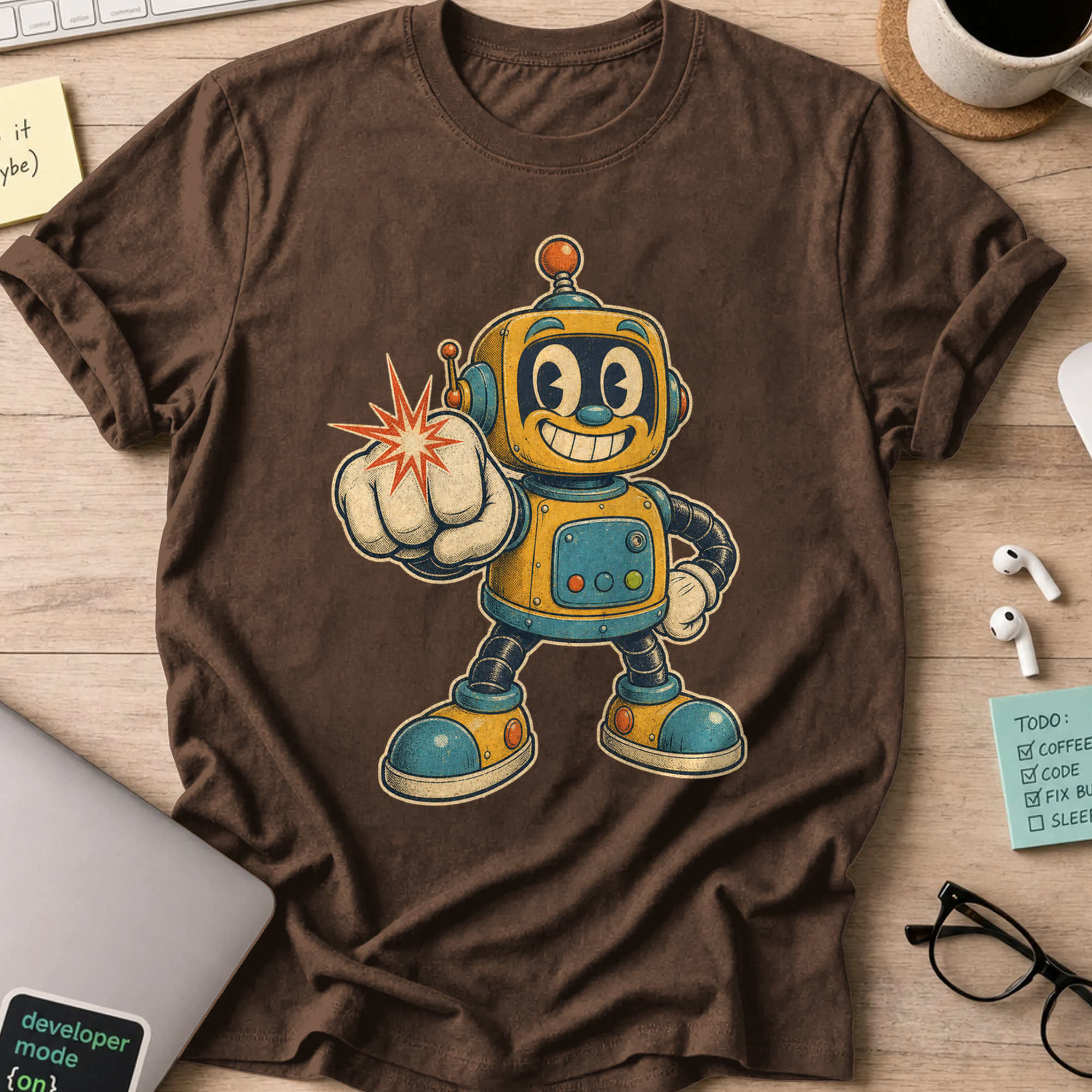 Robot Byte Shirt — Dark Chocolate