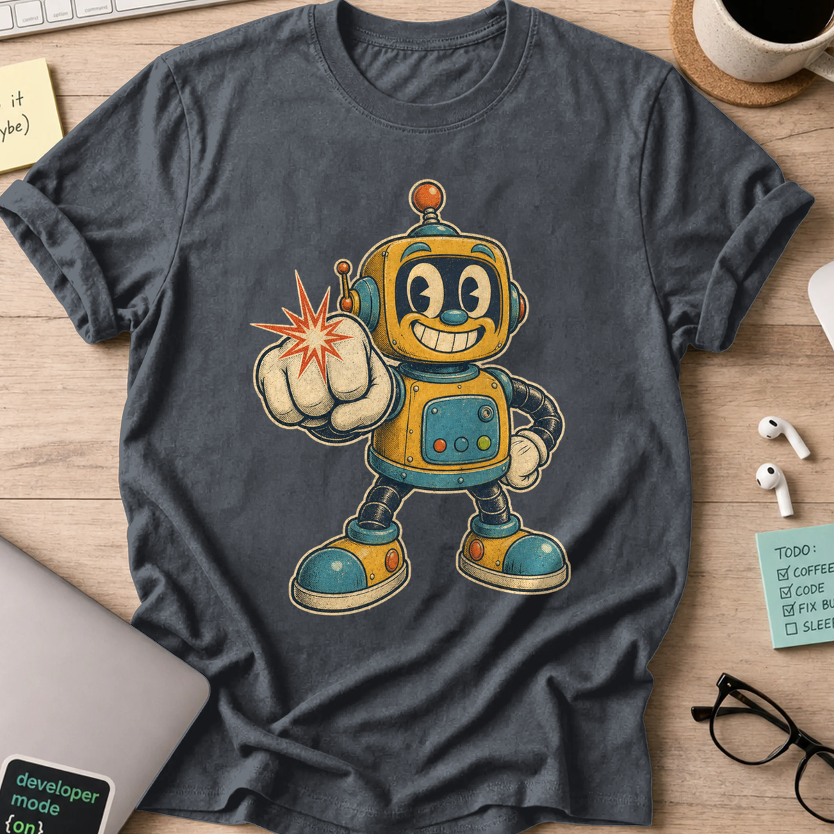Robot Byte Shirt — Dark Heather