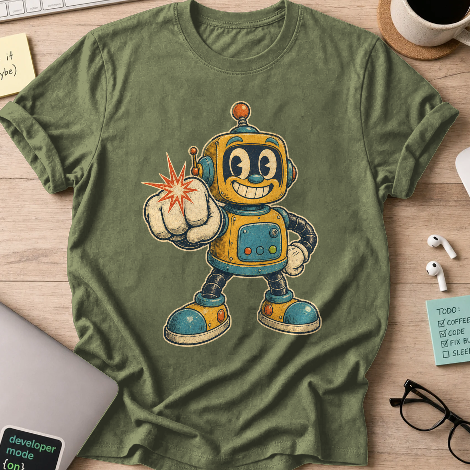 Robot Byte Shirt — Military Green