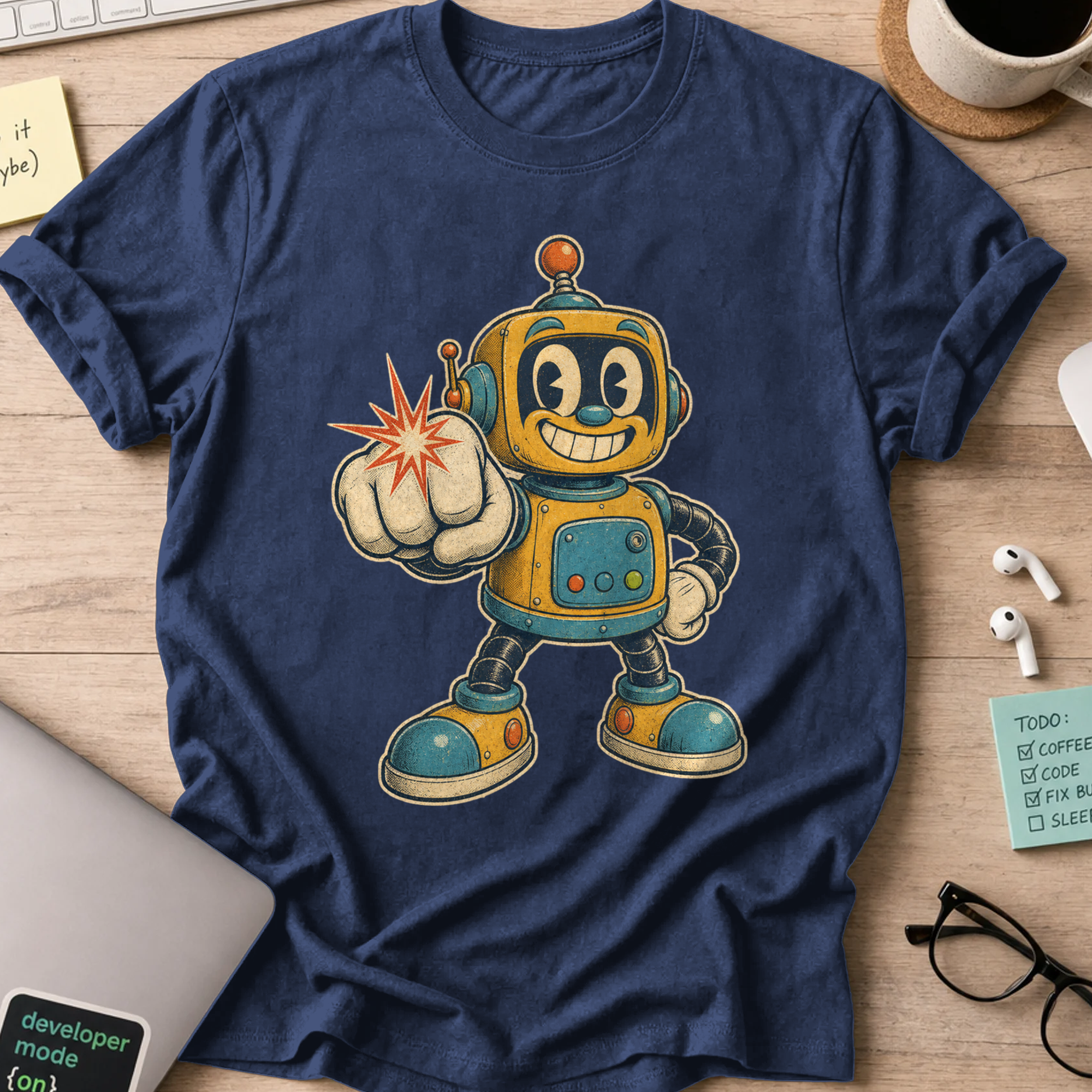 Robot Byte Shirt — Navy