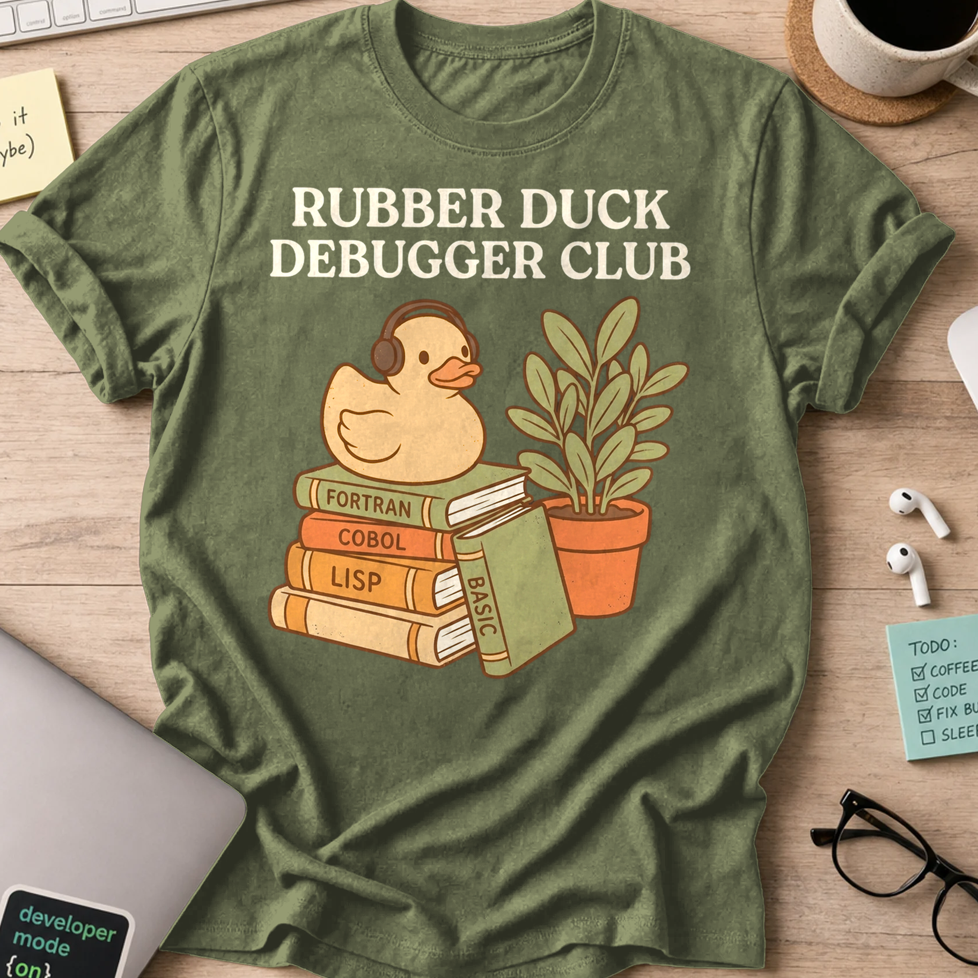 Rubber Duck Debugger Club Shirt — Military Green