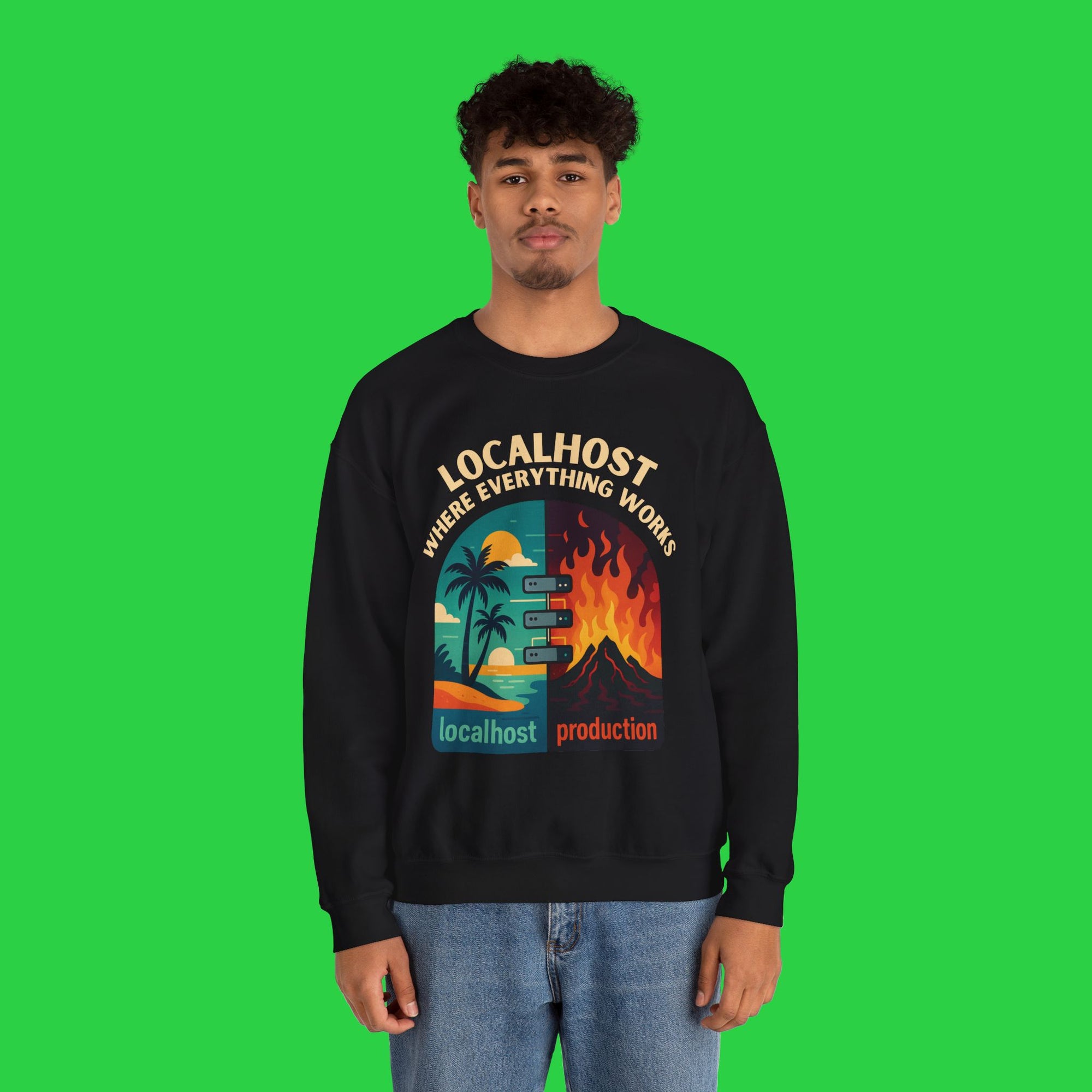 localhost vs production sweatshirt