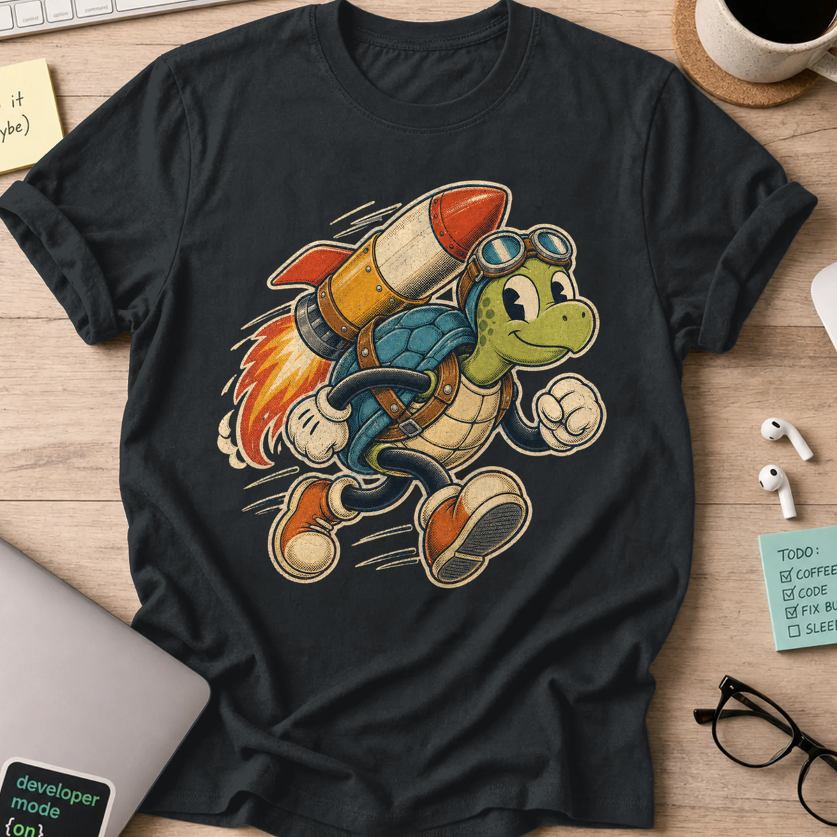 Rocket Turtle Shirt — Black