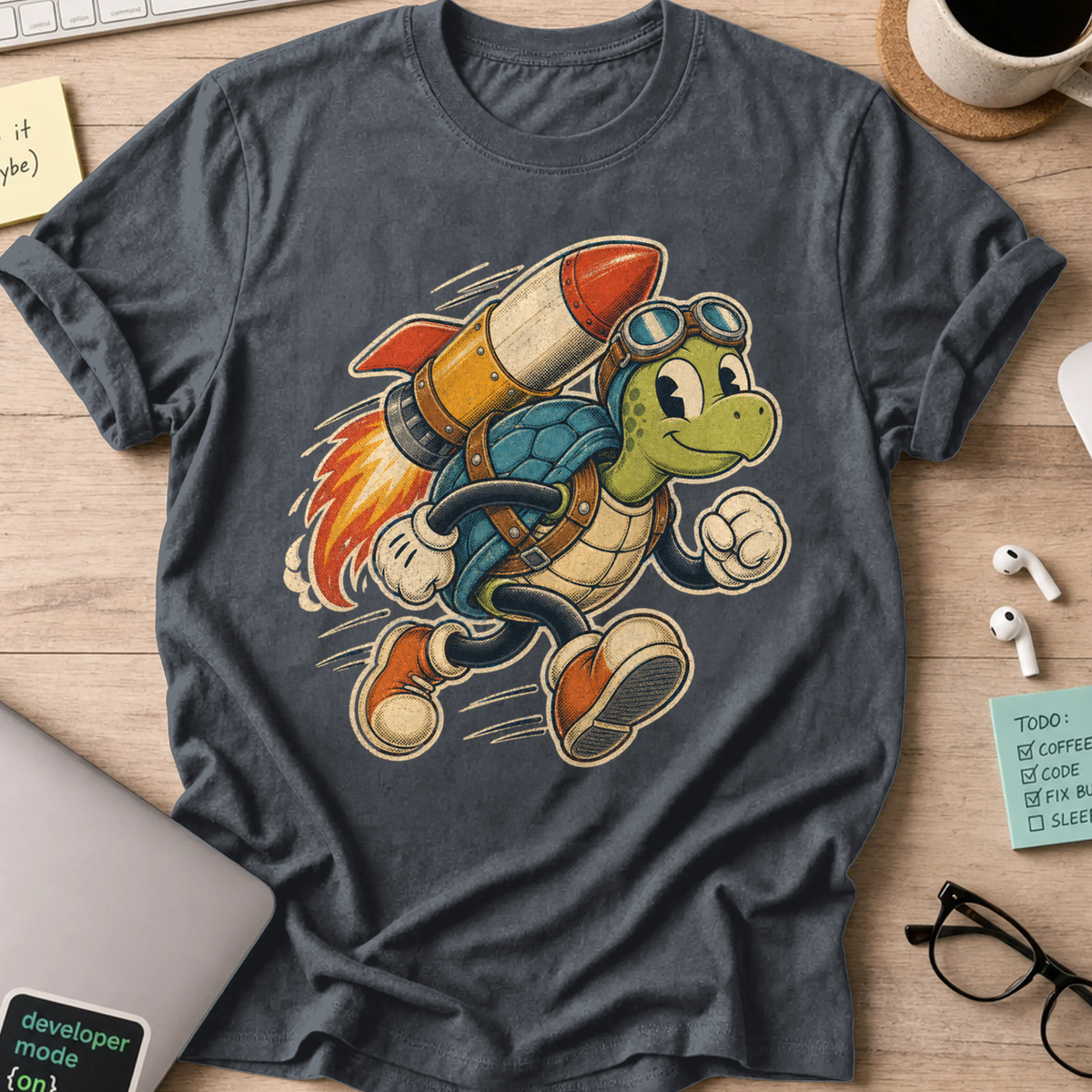 Rocket Turtle Shirt — Dark Heather
