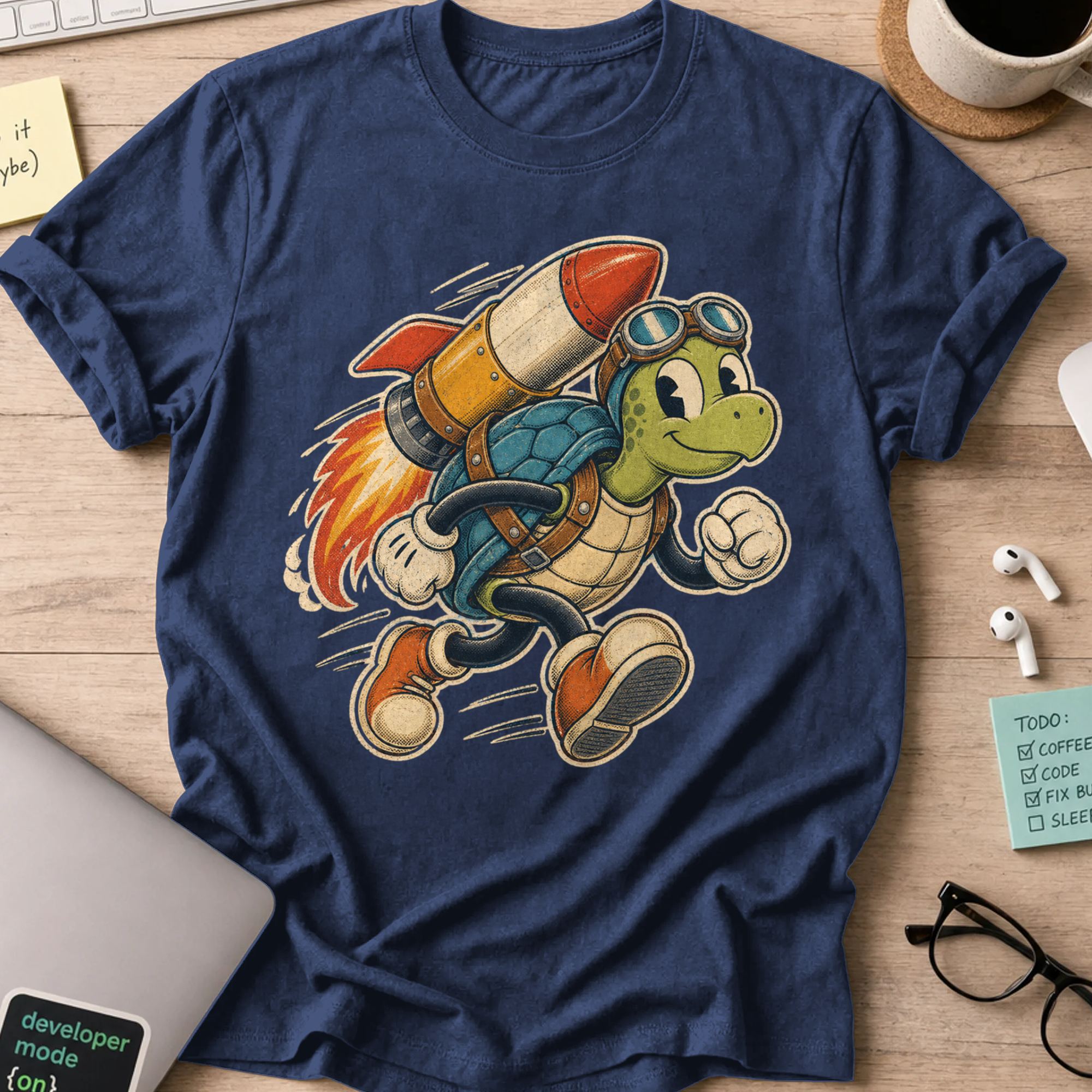 Rocket Turtle Shirt — Navy