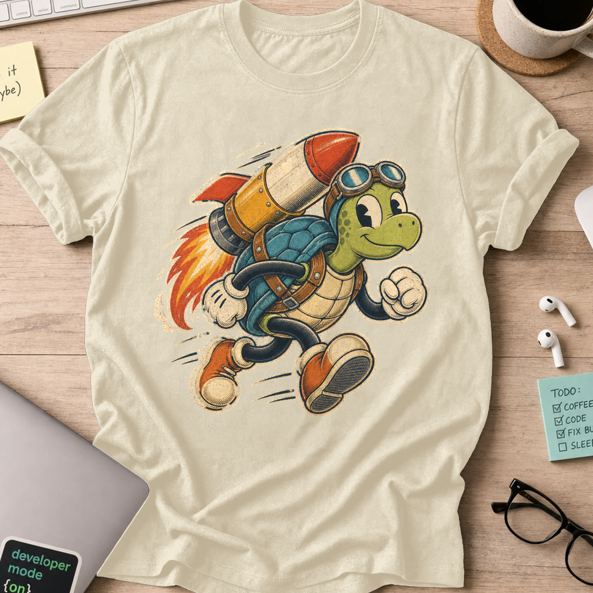 Rocket Turtle Shirt — Natural
