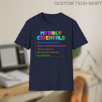 Code Culture my daily essentials Custom Shirt funny programmer T-Shirt in Navy — Code Culture developer clothing