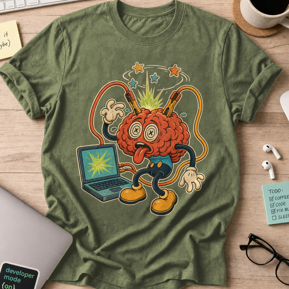 Brain Cable Chaos Shirt — Military Green