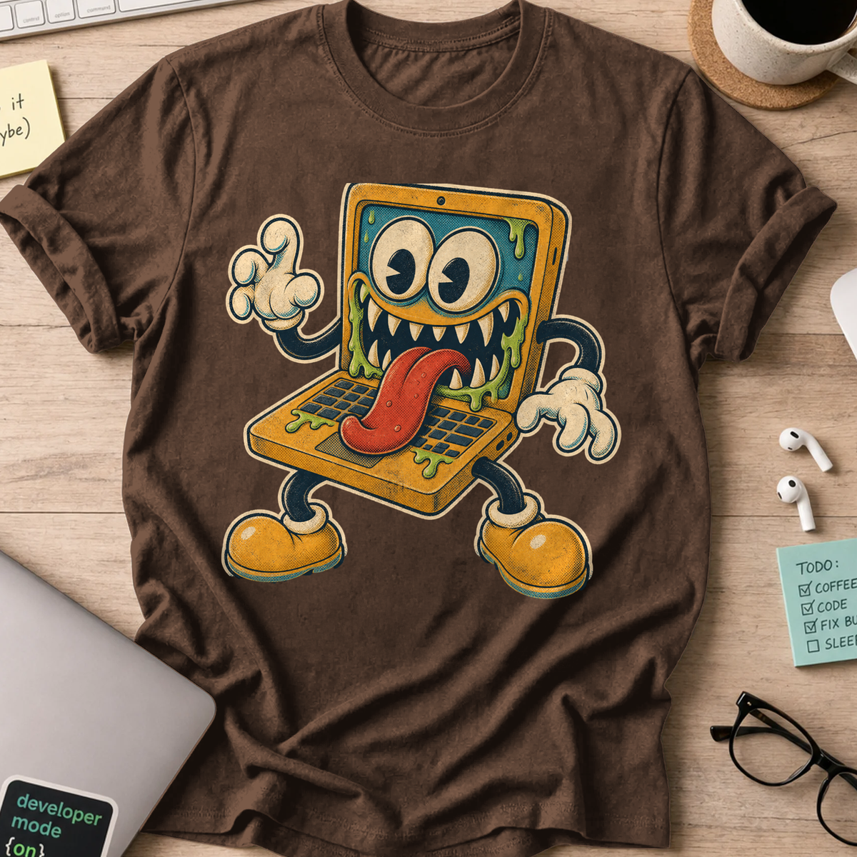 Virus Laptop Shirt — Dark Chocolate