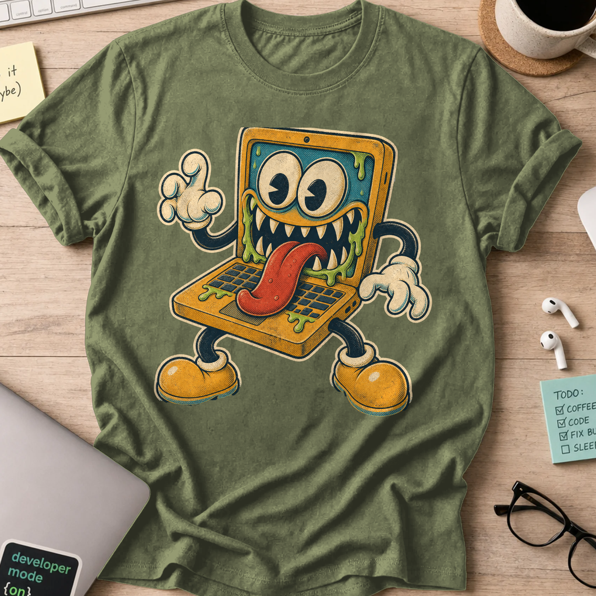 Virus Laptop Shirt — Military Green