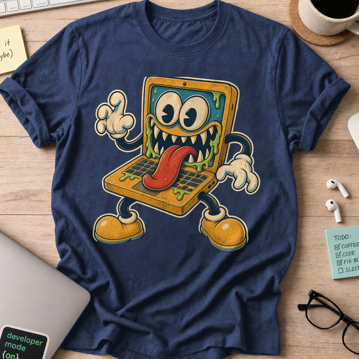 Virus Laptop Shirt — Navy