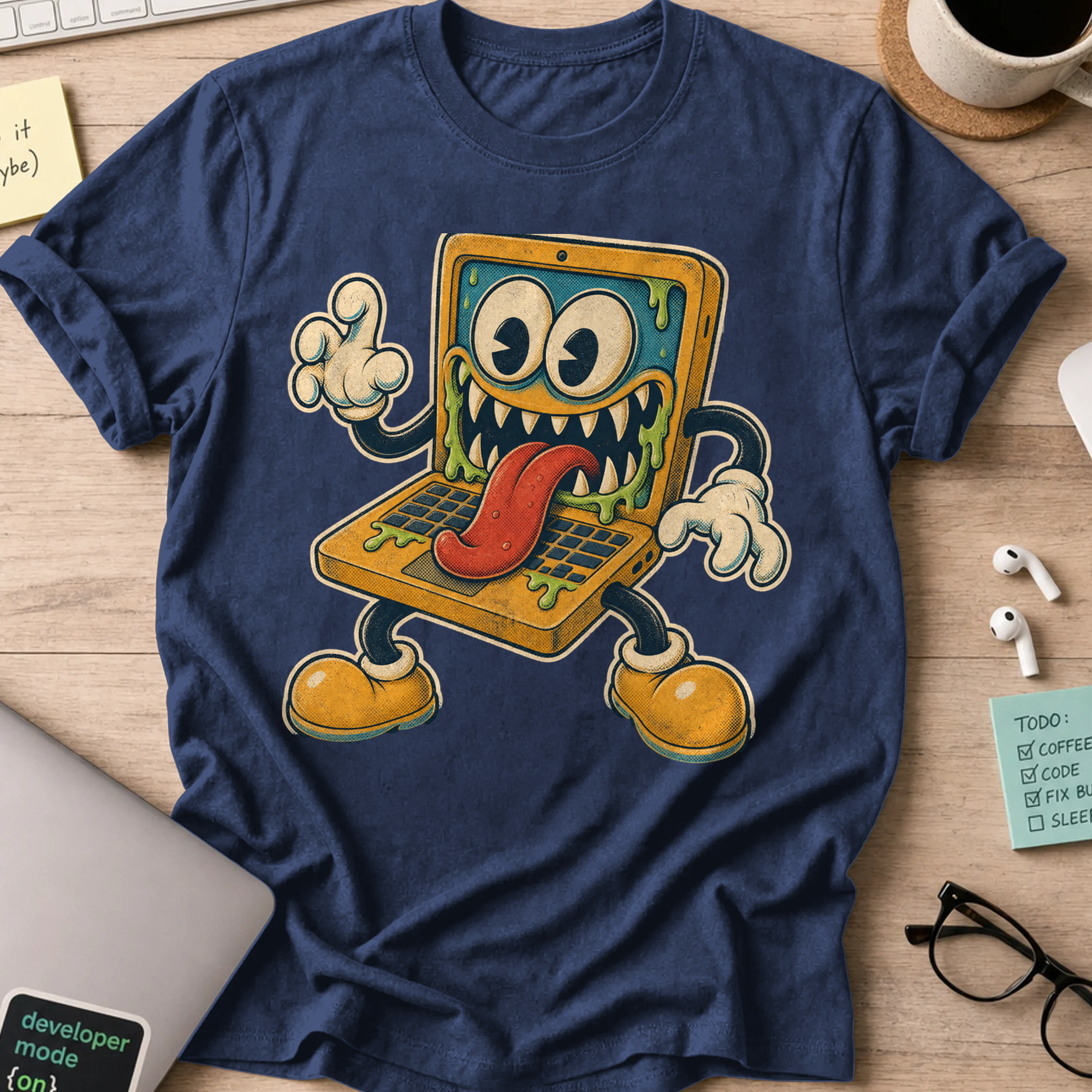 Virus Laptop Shirt — Navy