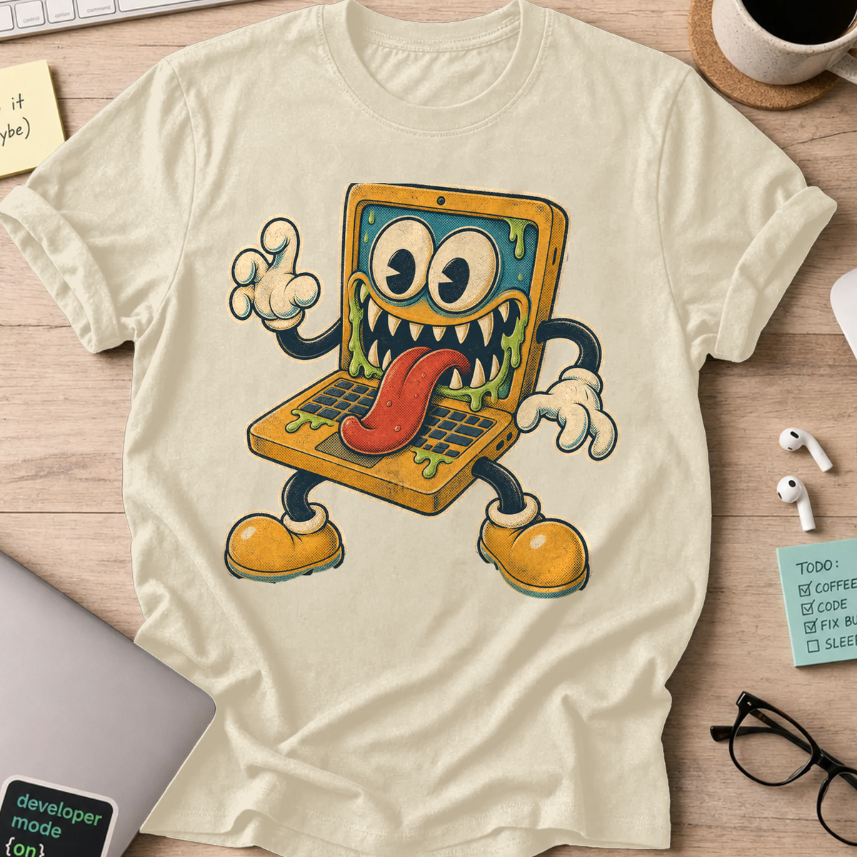 Virus Laptop Shirt — Natural