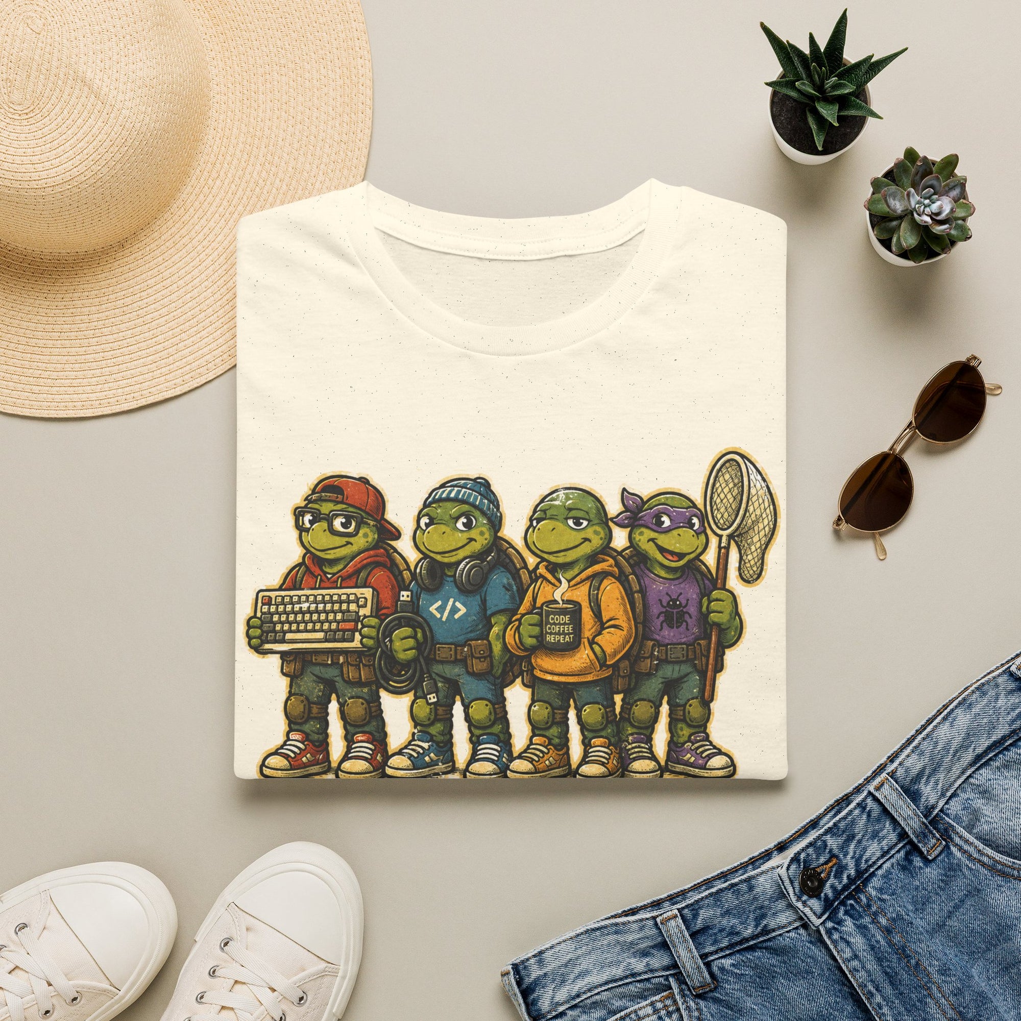 Coding Turtles Retro Illustration Shirt