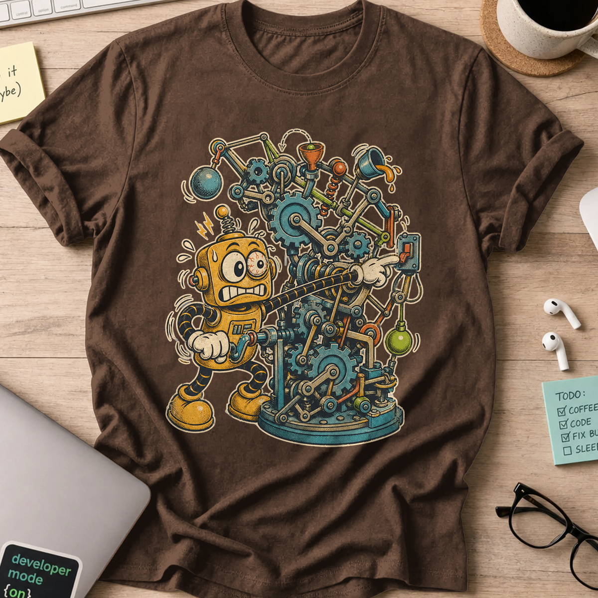 Machine Builder Robot Shirt — Dark Chocolate