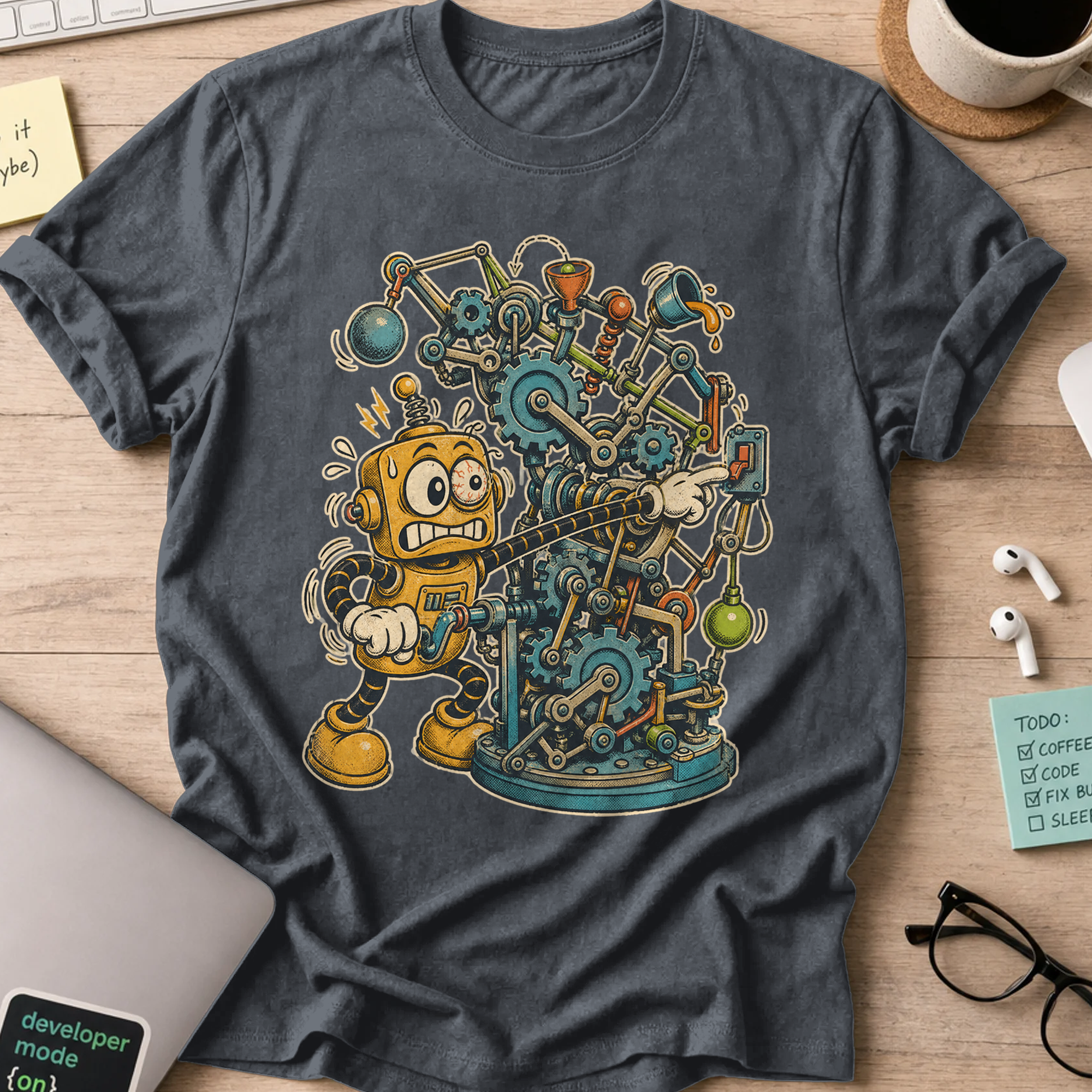 Machine Builder Robot Shirt — Dark Heather