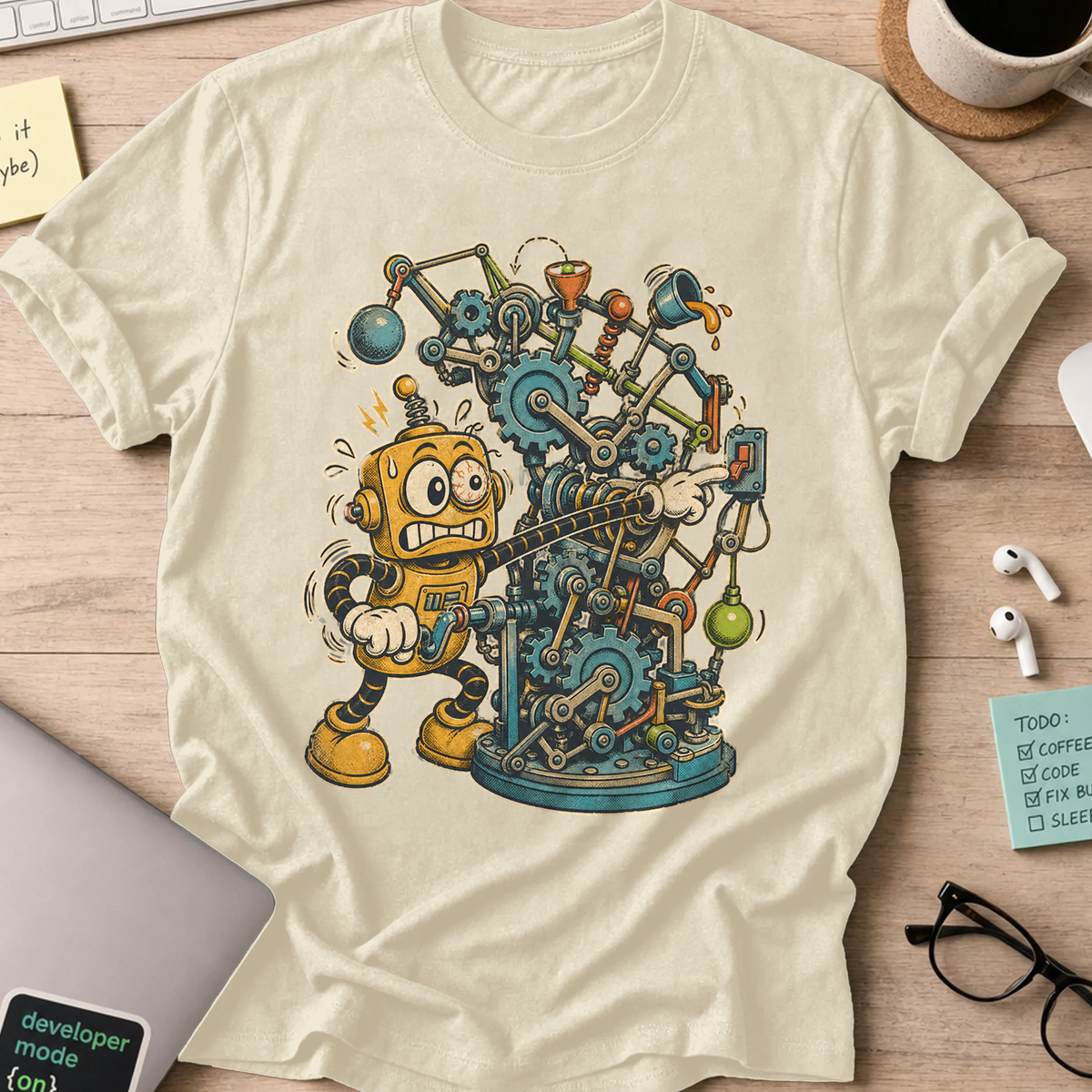 Machine Builder Robot Shirt — Natural