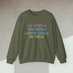 Code Culture i'm wingin this entire career sweatshirt funny programmer Sweatshirt in S — Code Culture developer clothing