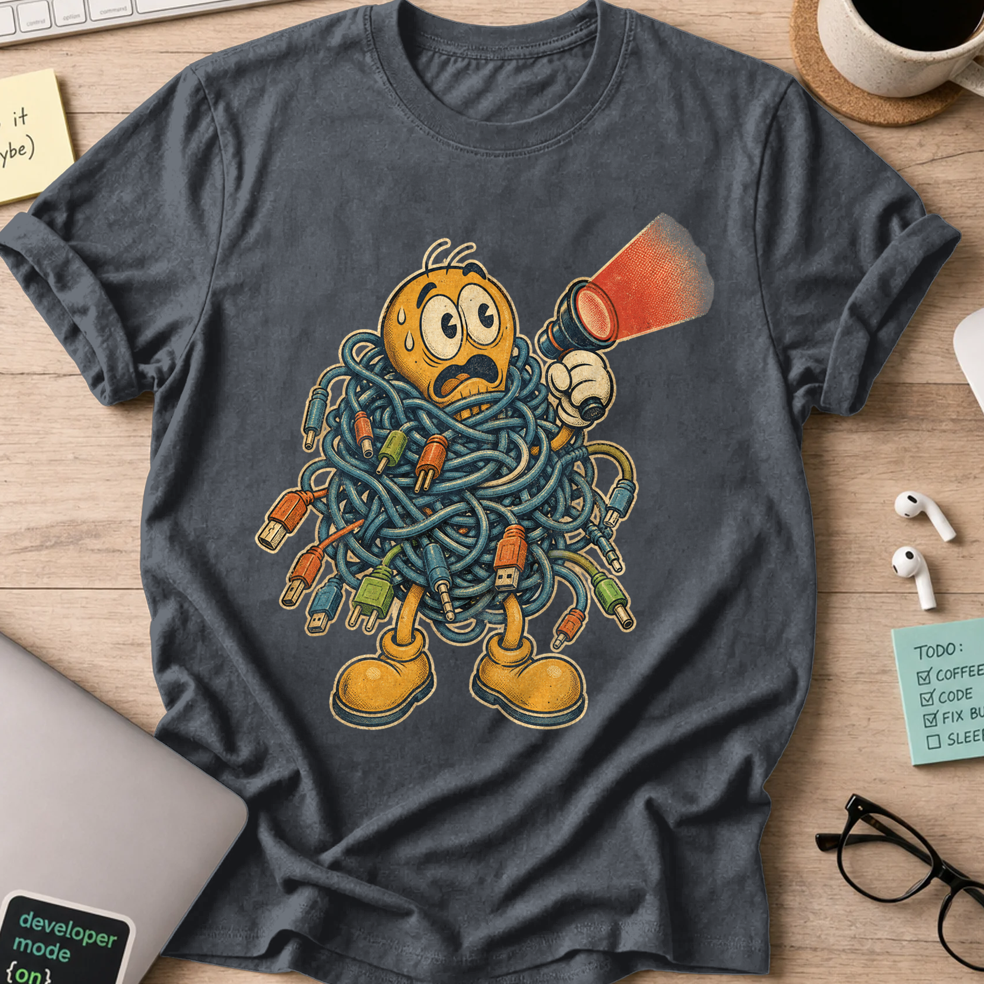 Cable Monster Flashlight Shirt — Dark Heather
