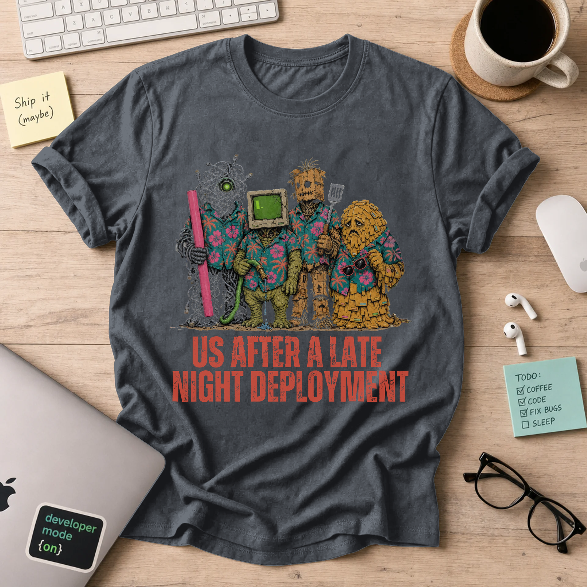 Us After a Late Night Deployment Shirt — Dark Heather