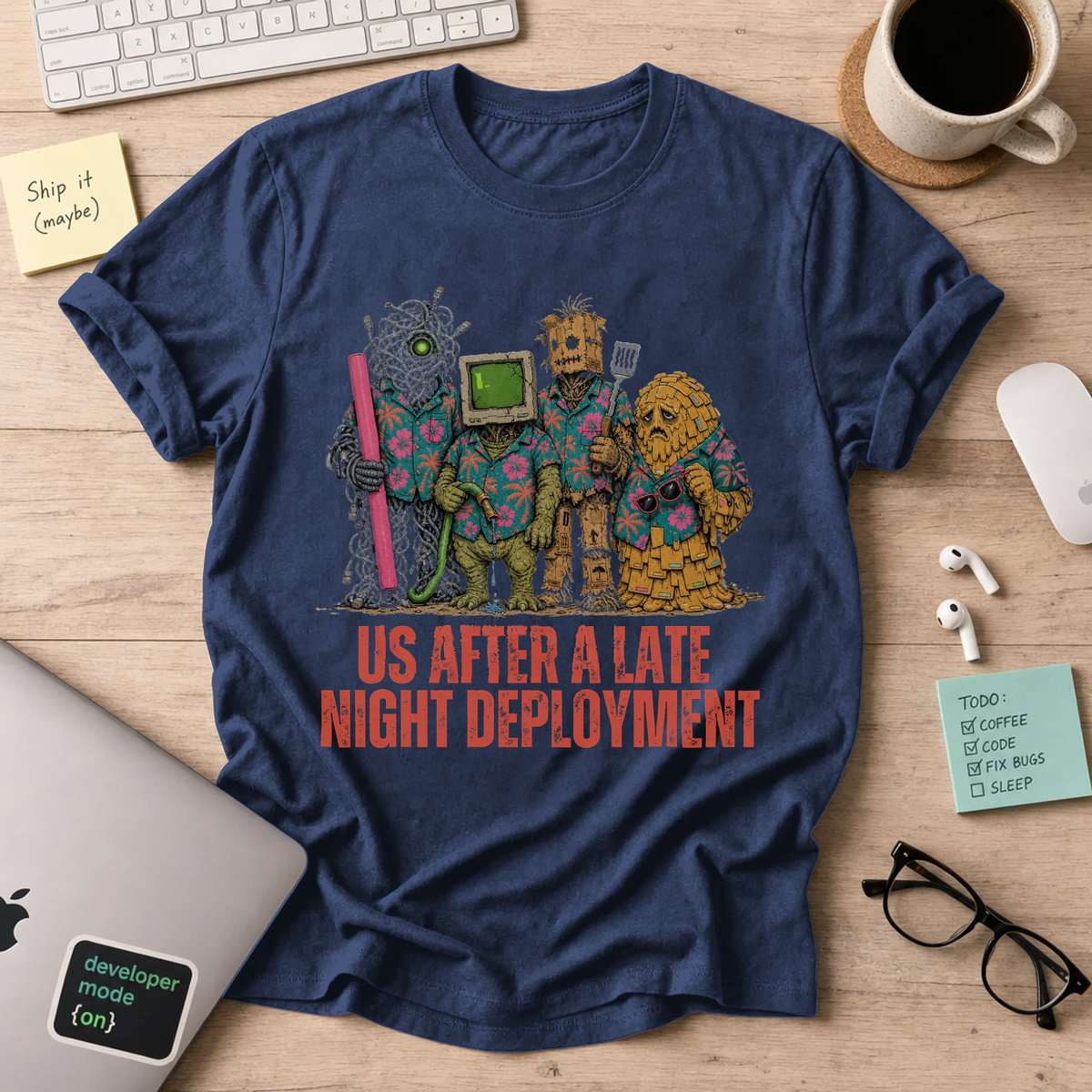 Us After a Late Night Deployment Shirt — Navy