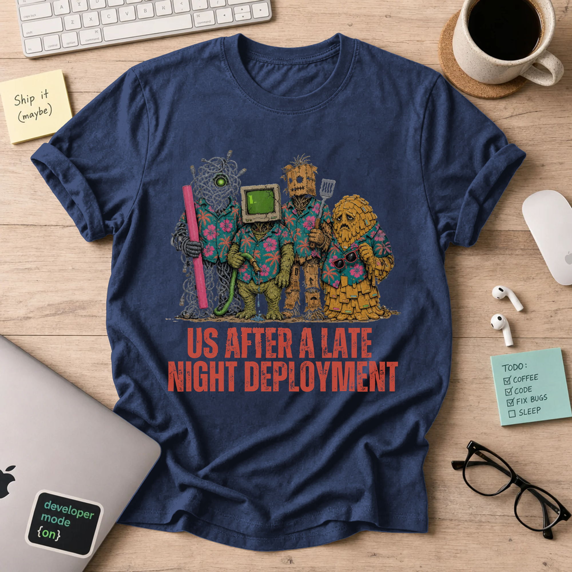 Us After a Late Night Deployment Shirt — Navy
