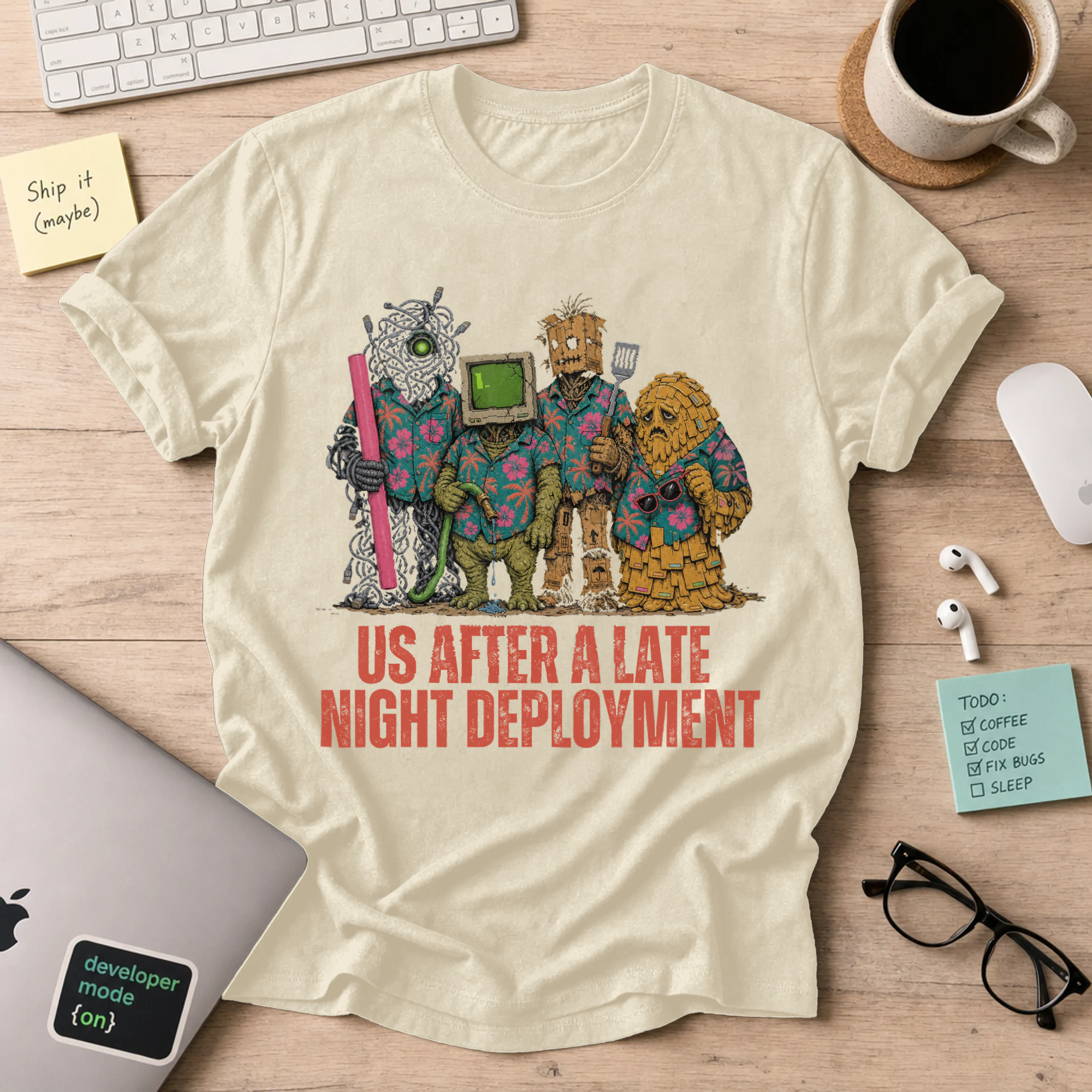 Us After a Late Night Deployment Shirt — Natural