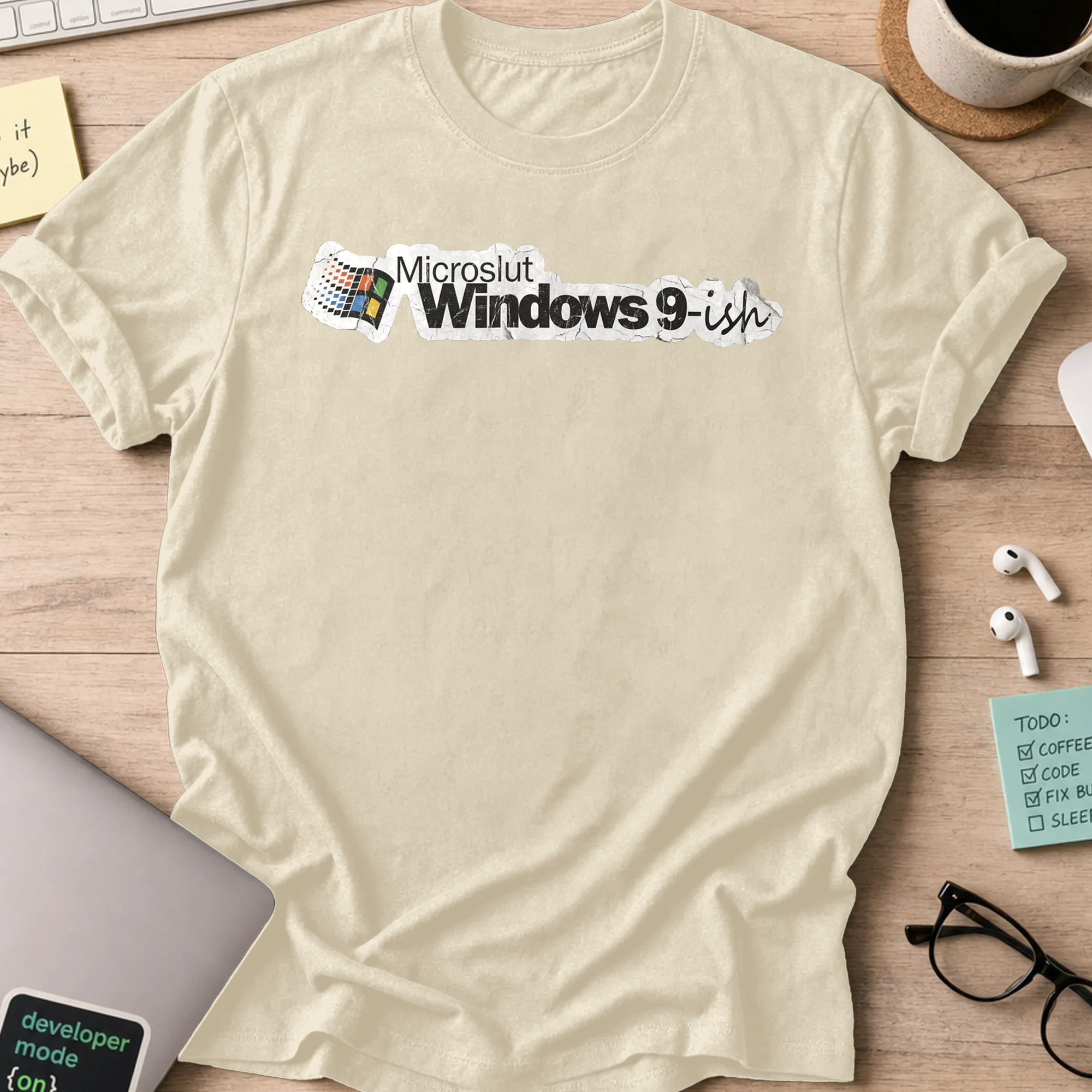 Microslut Windows 9 Ish Shirt - Natural