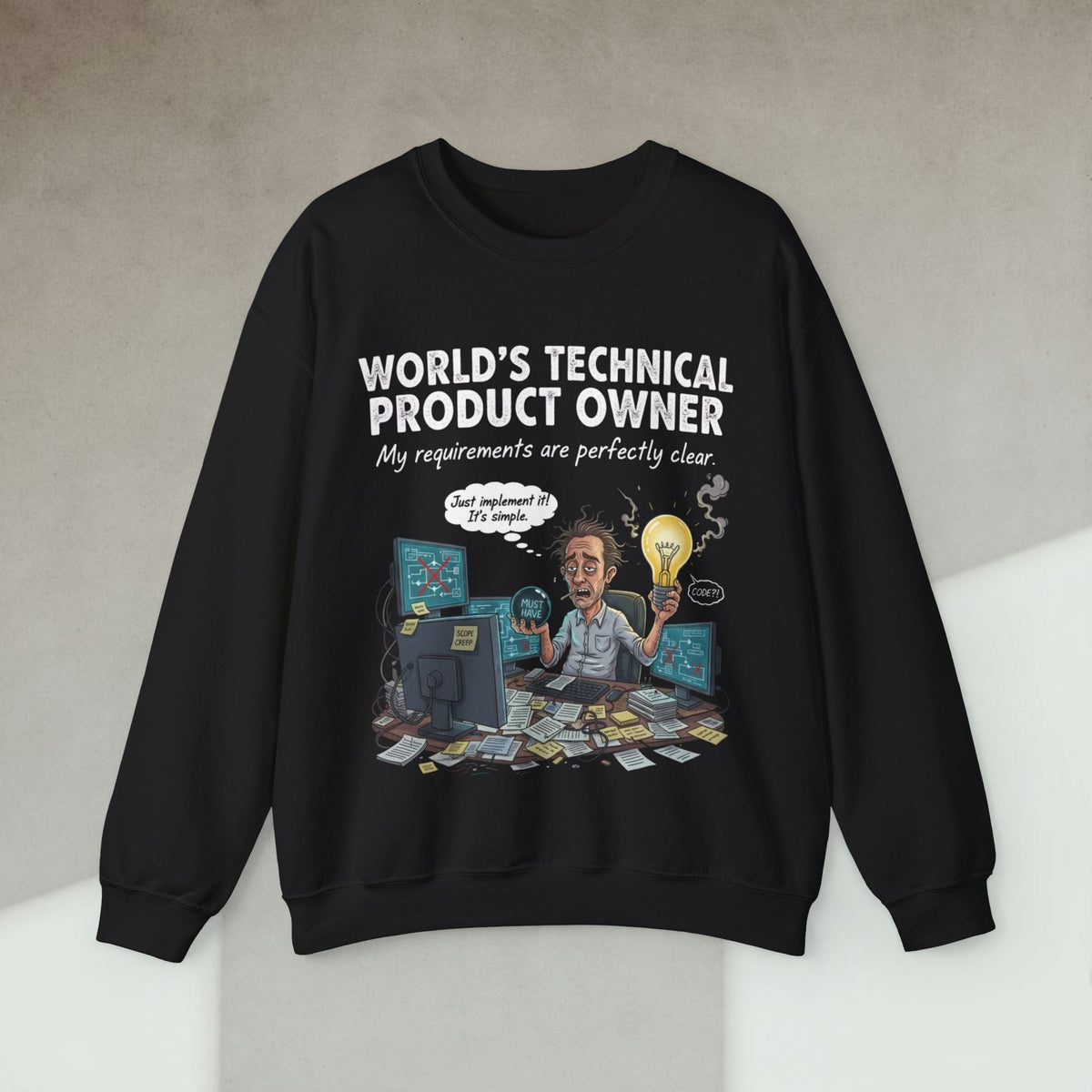 Code Culture world's technical product owner sweatshirt funny programmer Sweatshirt in S — Code Culture developer clothing