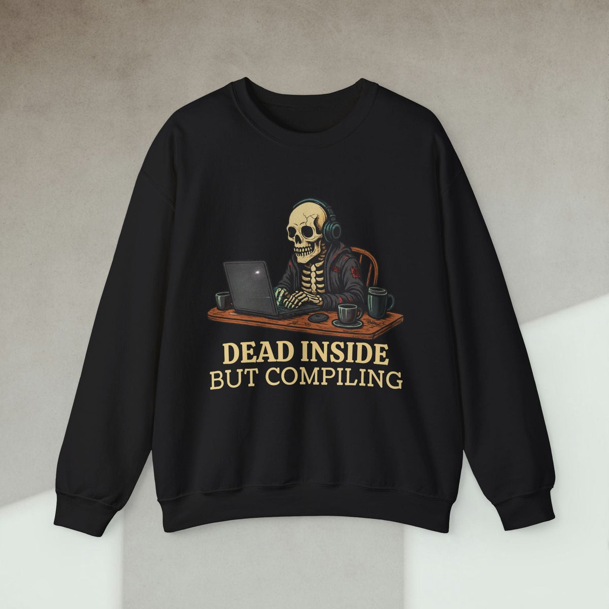 Code Culture dead inside but compiling sweatshirt funny programmer Sweatshirt in S — Code Culture developer clothing