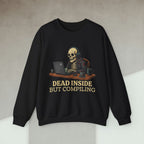 Code Culture dead inside but compiling sweatshirt funny programmer Sweatshirt in S — Code Culture developer clothing