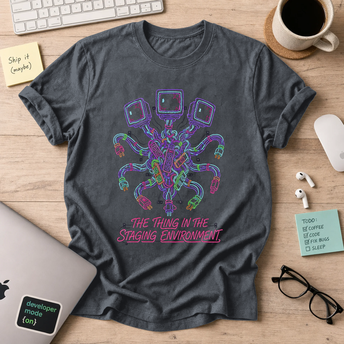 The Thing in the Staging Environment Shirt — Dark Heather