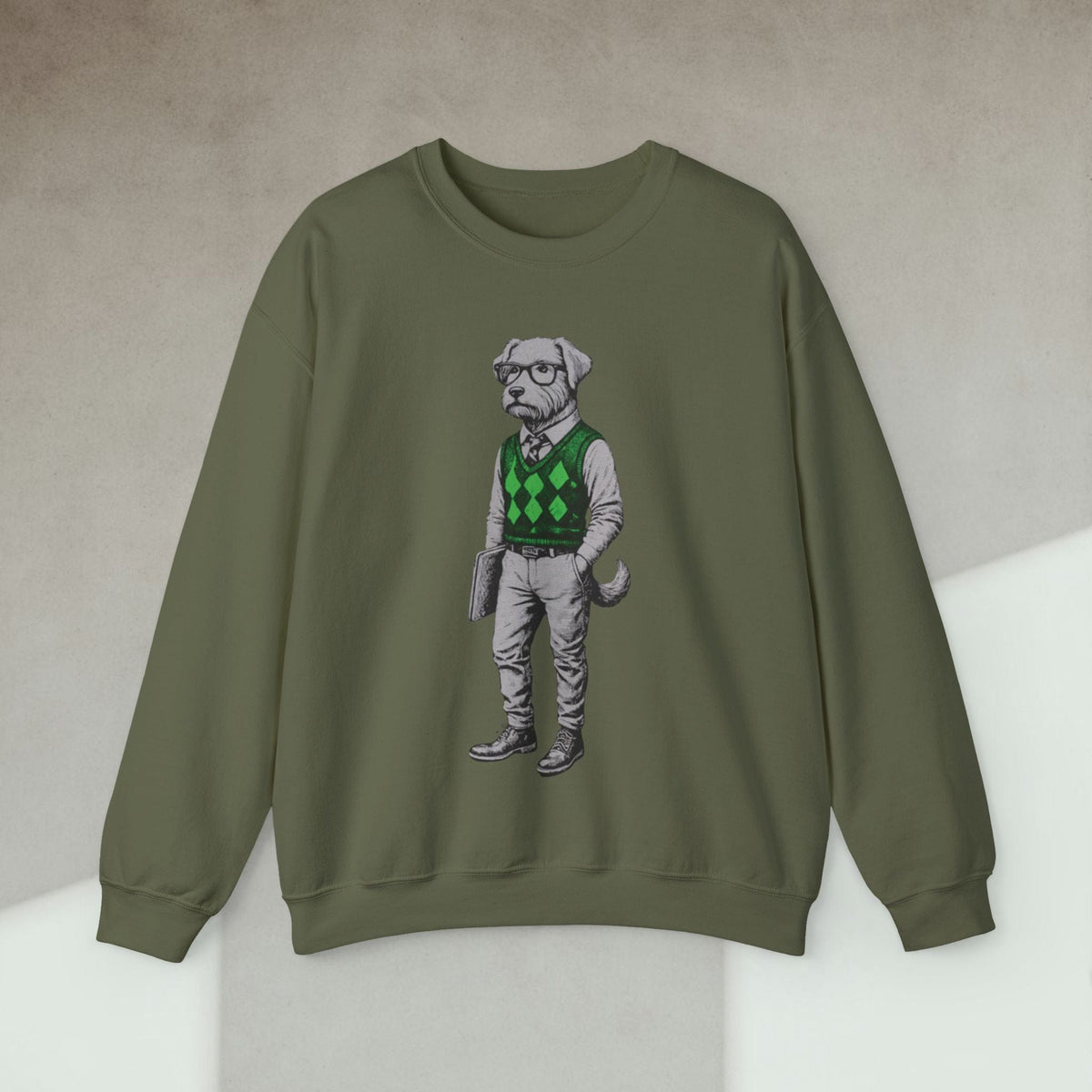 Code Culture dog in sweater sweatshirt funny programmer Sweatshirt in S — Code Culture developer clothing