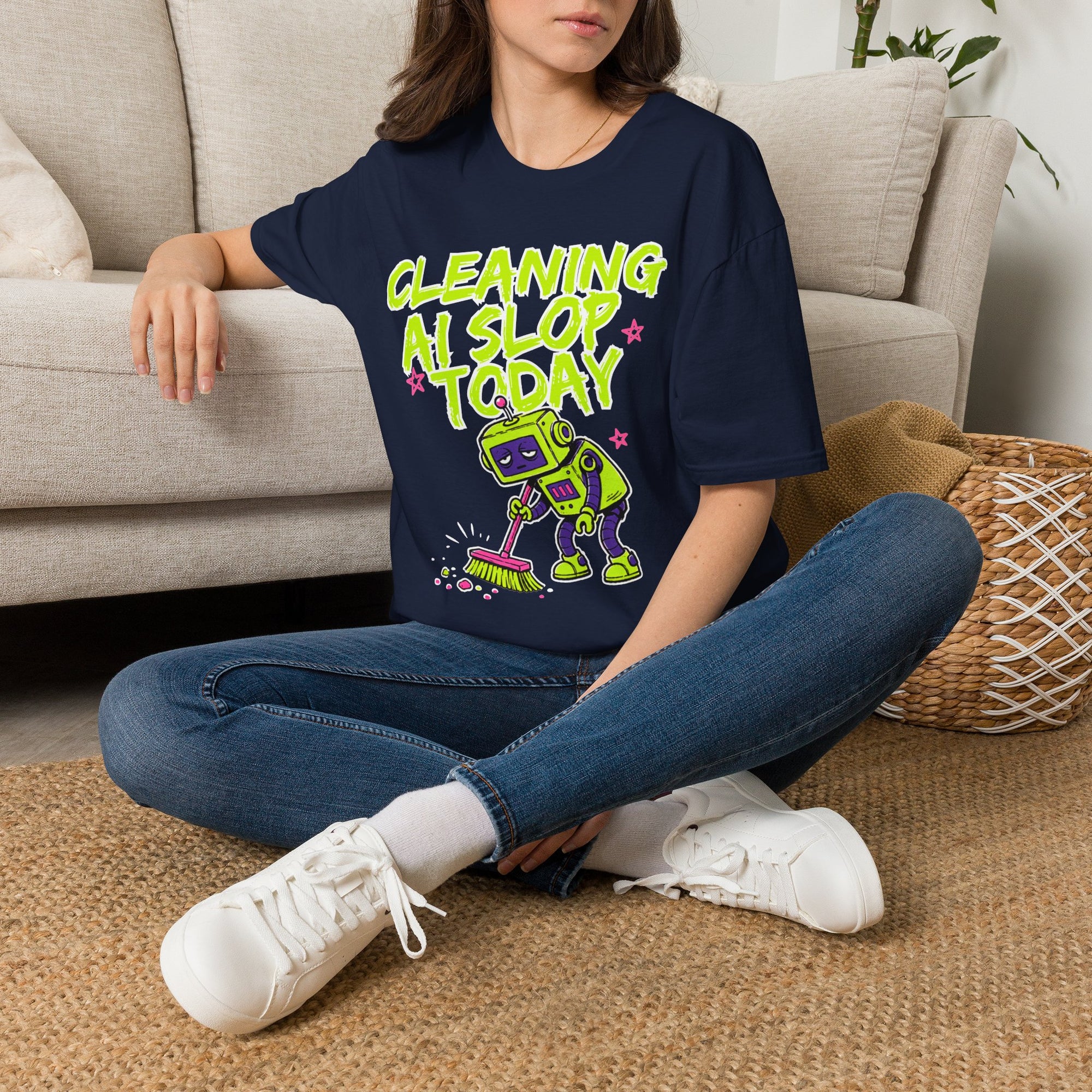 Cleaning AI Slop Today Graffiti Robot Shirt
