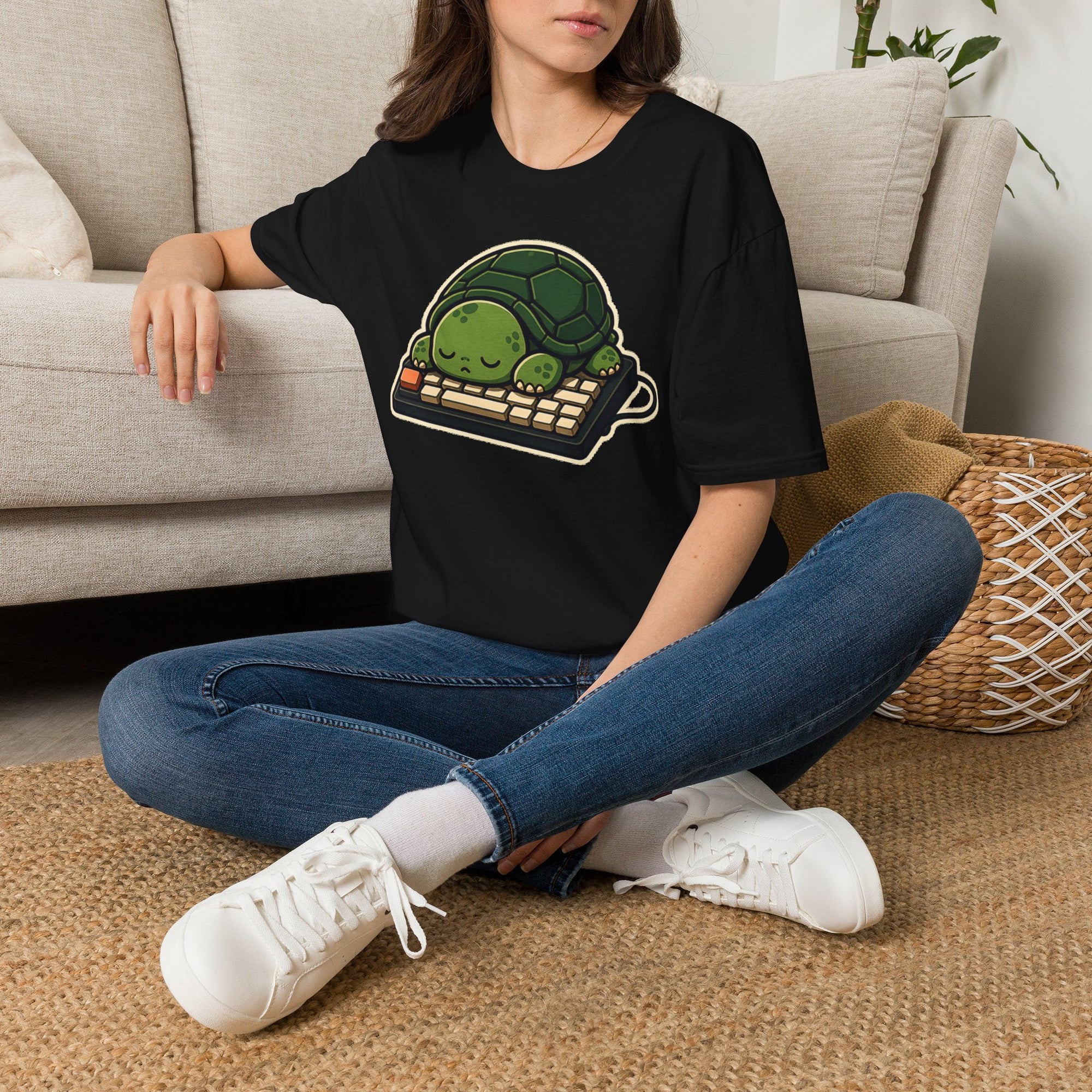 Sleeping Turtle Retro Keyboard Shirt