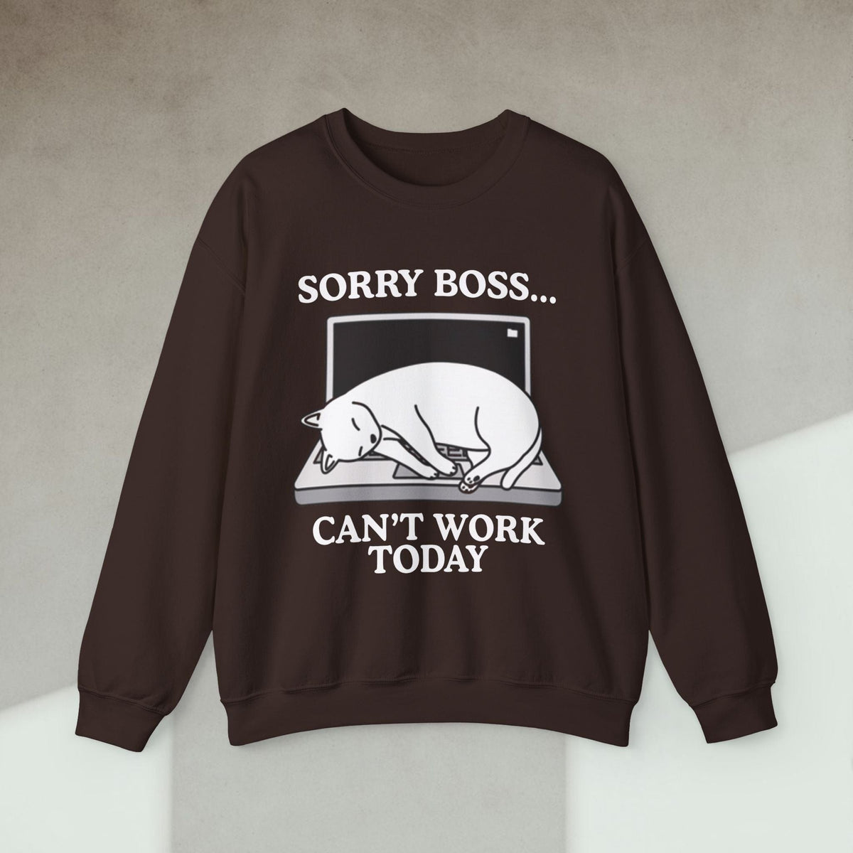 Code Culture sorry boss cant work today cat sweatshirt funny programmer Sweatshirt in S — Code Culture developer clothing