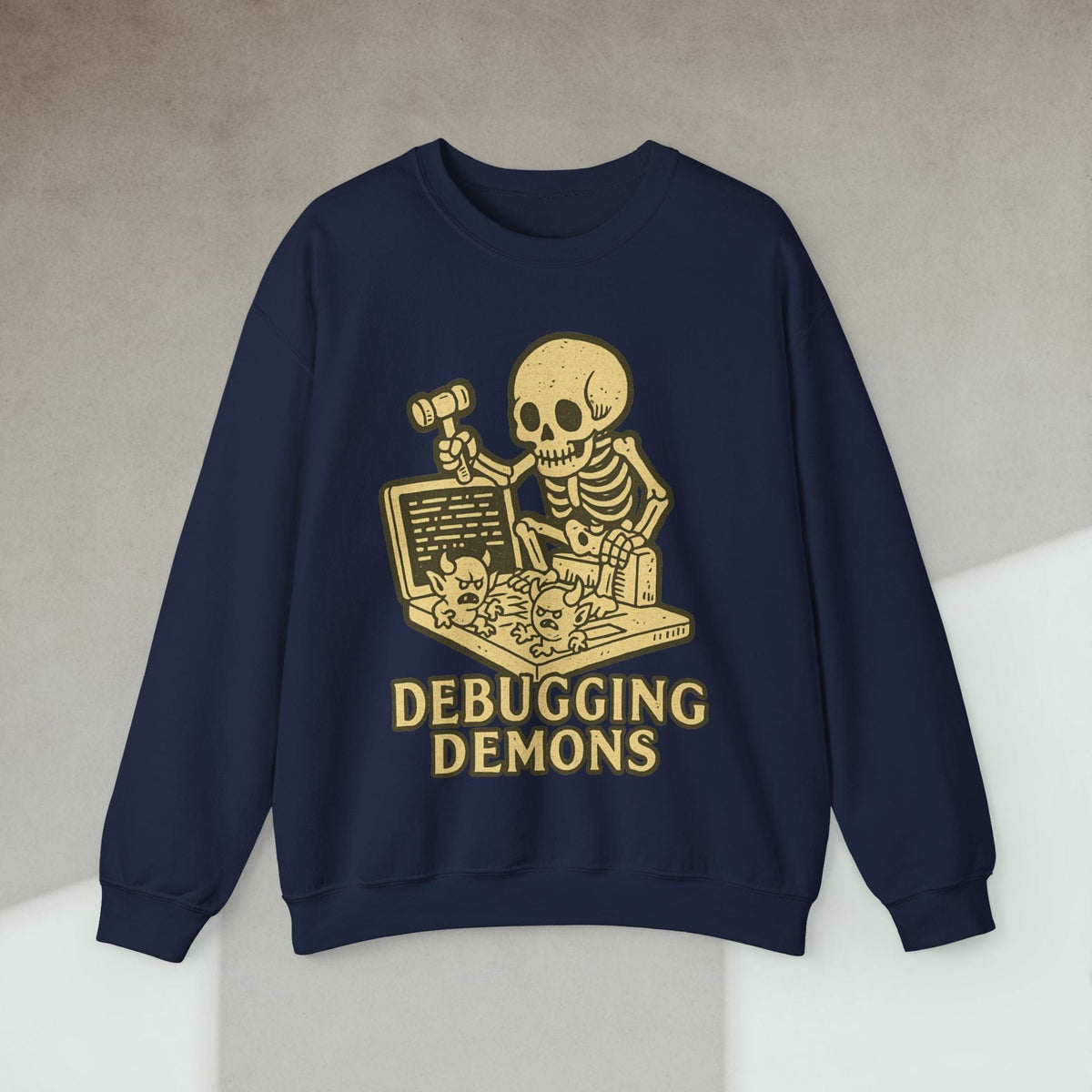 Code Culture debugging demons sweatshirt funny programmer Sweatshirt in S — Code Culture developer clothing