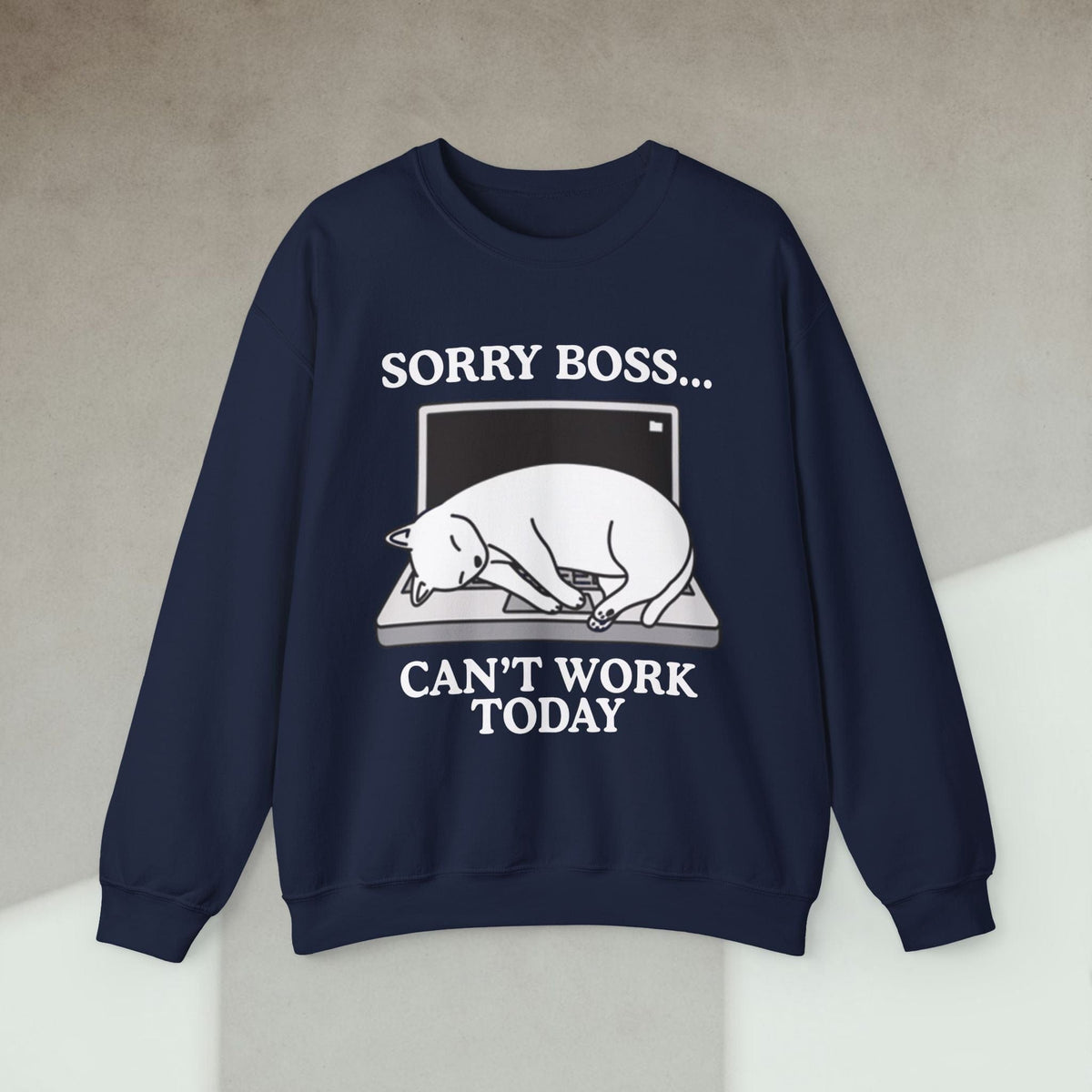 Code Culture sorry boss cant work today cat sweatshirt funny programmer Sweatshirt in S — Code Culture developer clothing
