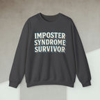 Code Culture imposter syndrome survivor sweatshirt funny programmer Sweatshirt in S — Code Culture developer clothing