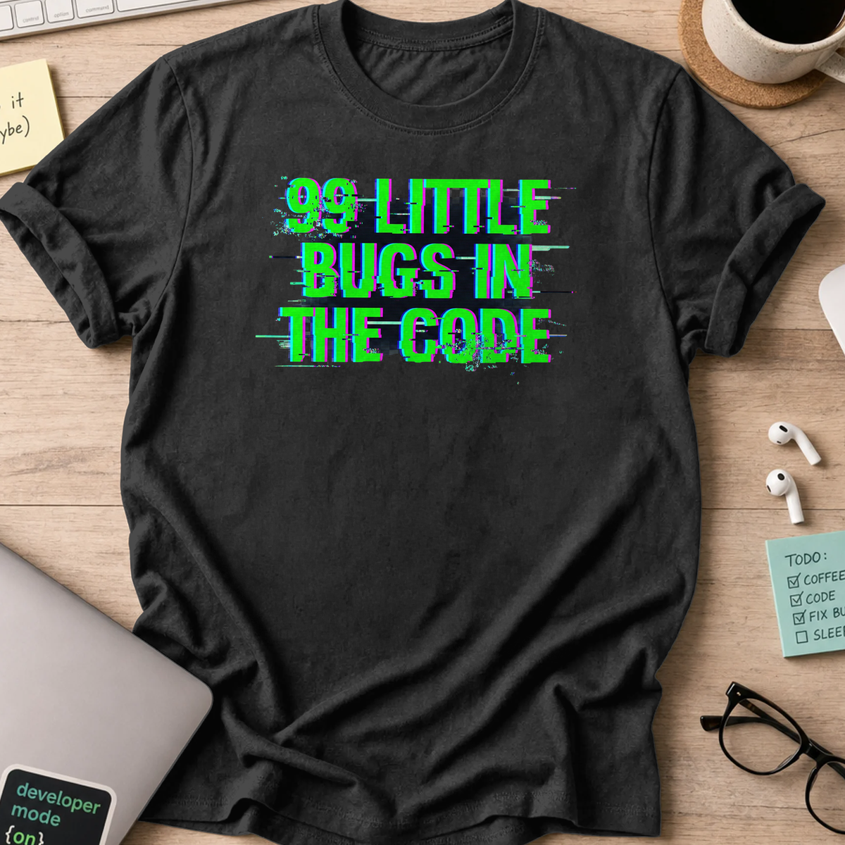 99 little bugs in code shirt - Black