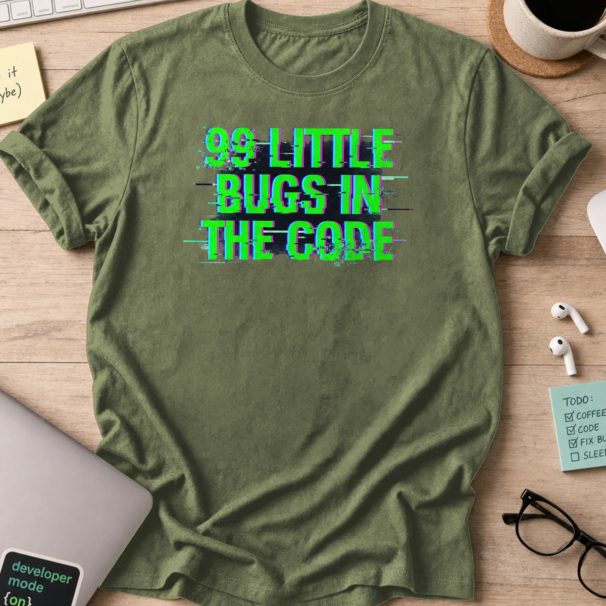 99 little bugs in code shirt - Military Green