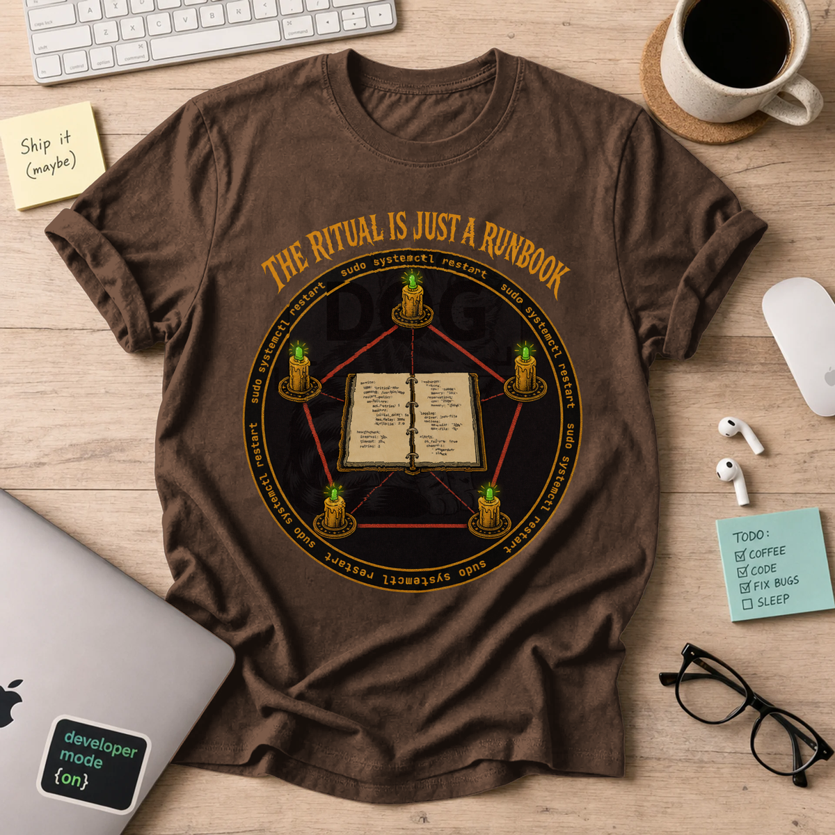 The Ritual Is Just a Runbook Shirt — Dark Chocolate