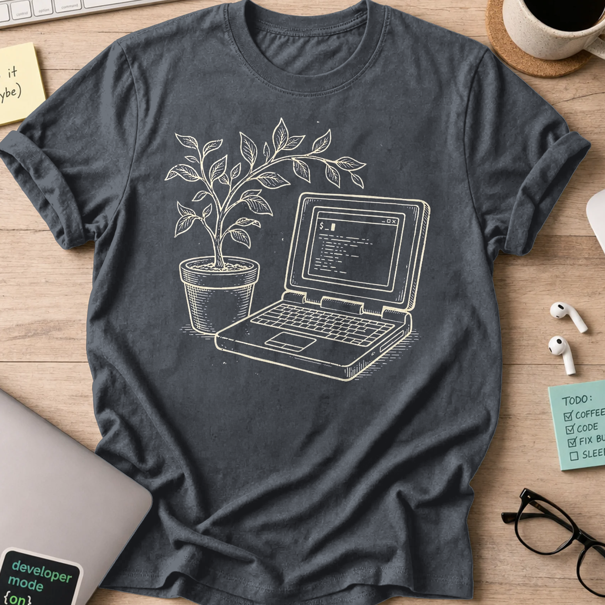 Grow Your Code Shirt — Dark Heather